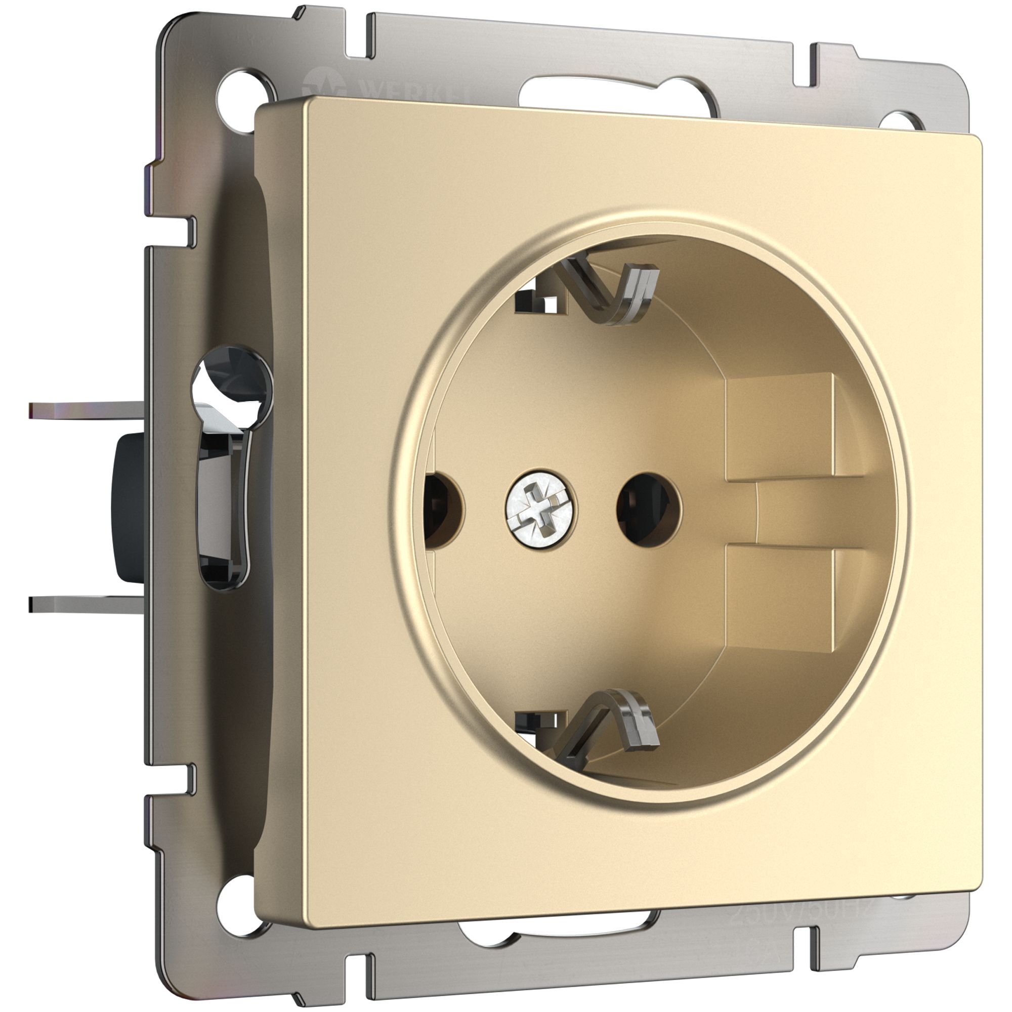 Розетка с заземлением и шторками WERKEL (шампань) WL11-SKGS-01-IP44 / W1171111 / a040913