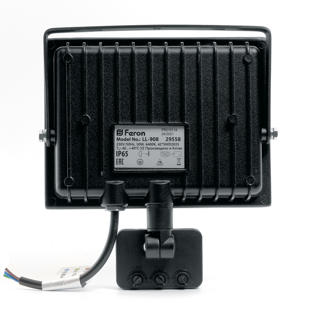 Светодиодный прожектор Feron с датчиком LL-908 IP44 50W 6400K Светодиодный прожектор Feron с датчиком LL-908 IP44 50W 6400K