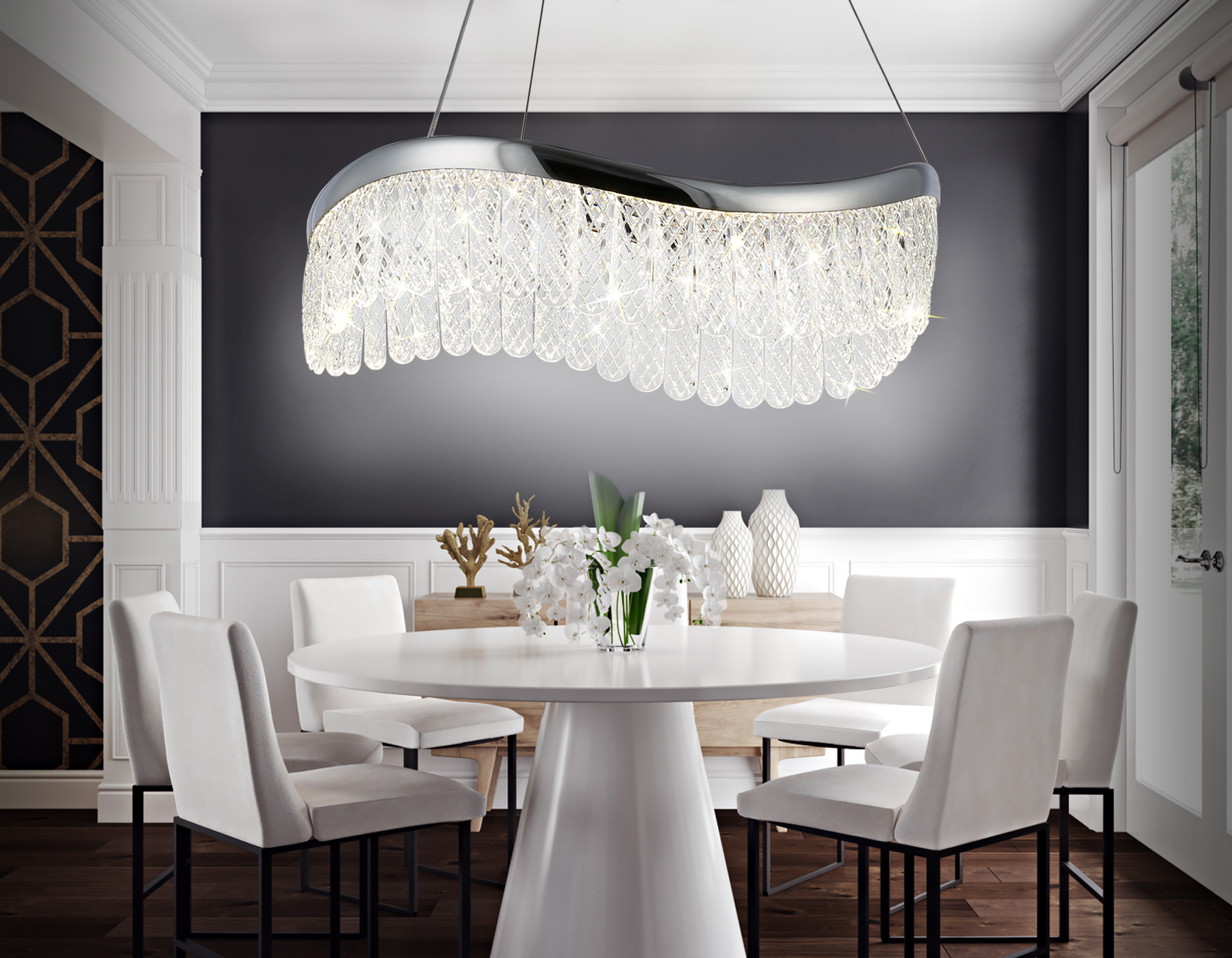 Подвесной LED светильник TR49712 CH хром 34W 3000K/4200K/6400K D500*1010 (Без ПДУ)