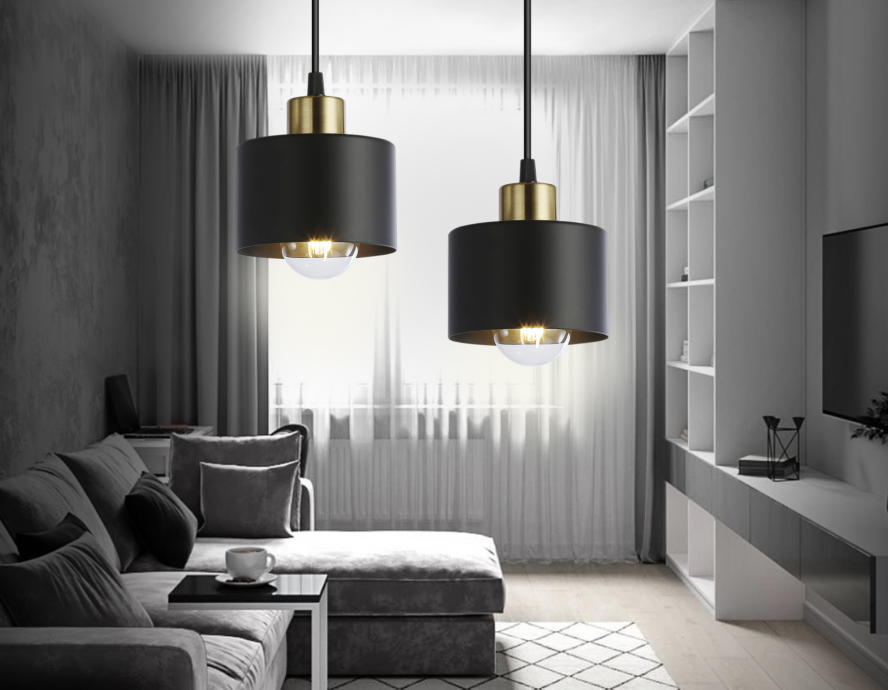 Подвесной светильник TR8113 BK/BS черный/латунь E27 max 40W D120*940