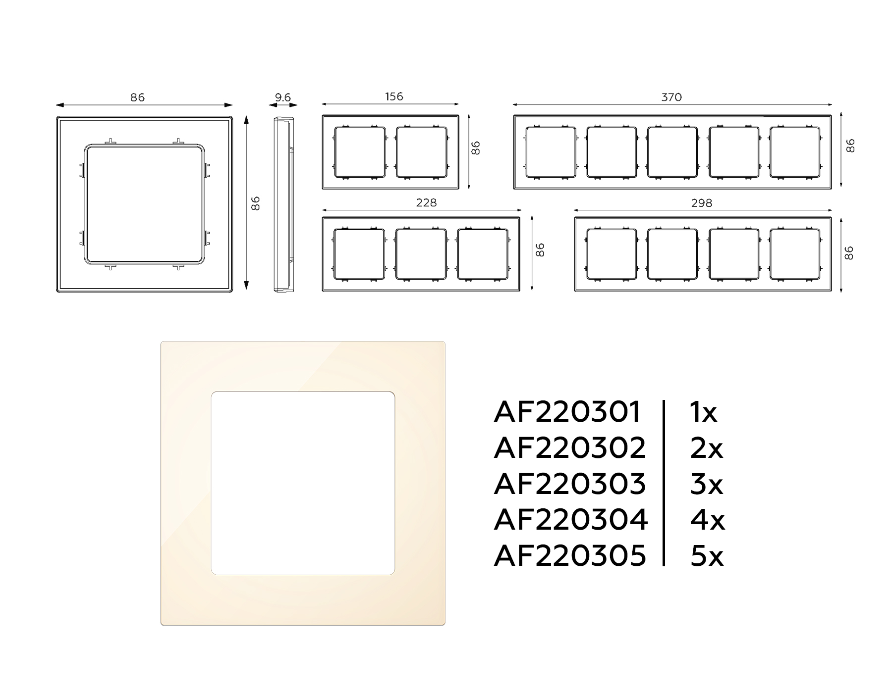AF220305 Рамка ALFA Techno (Бежевый глянец) 5-ая