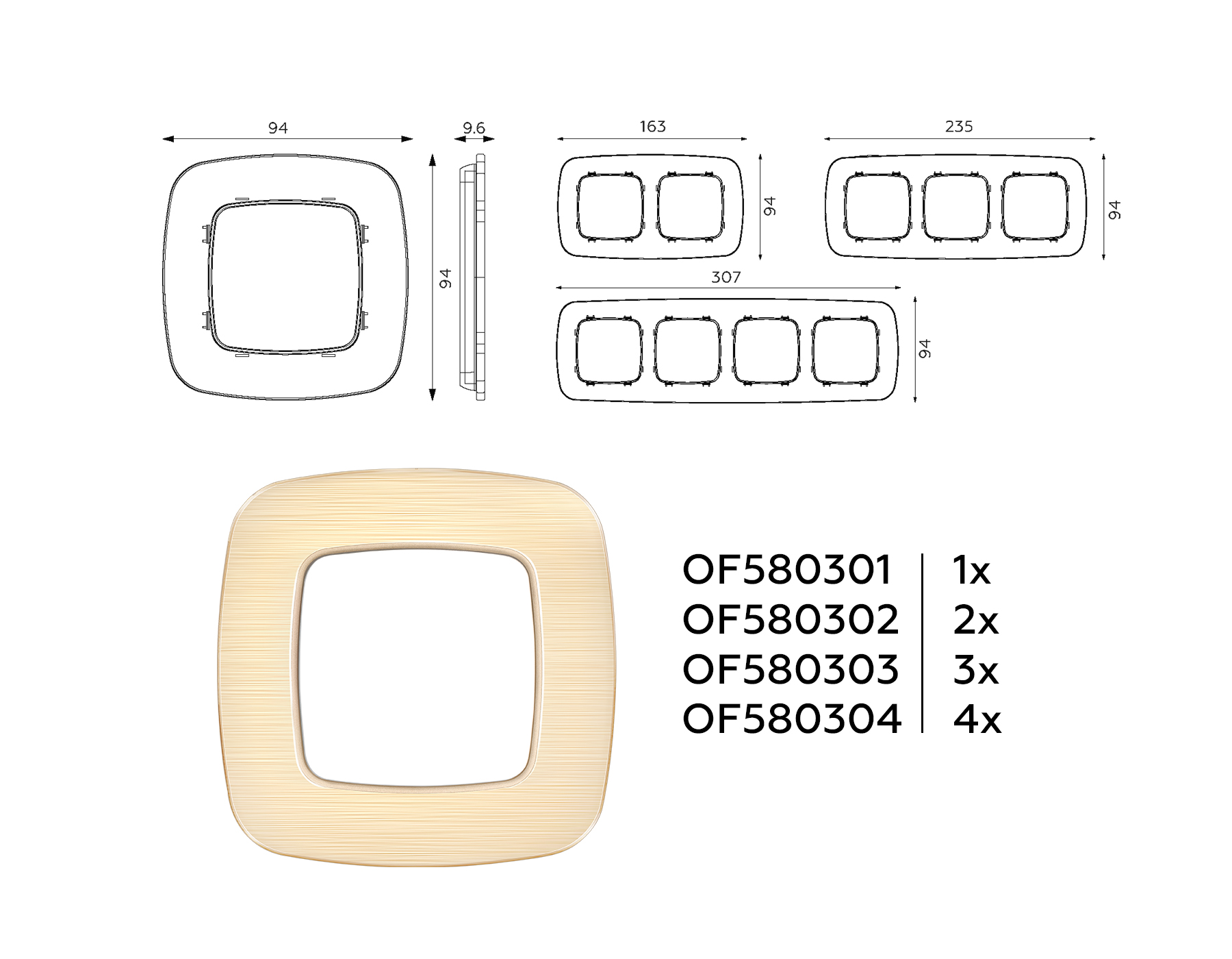 OF580304 Рамка OMEGA Radian (Шампань Металл шлифованный) 4-ая