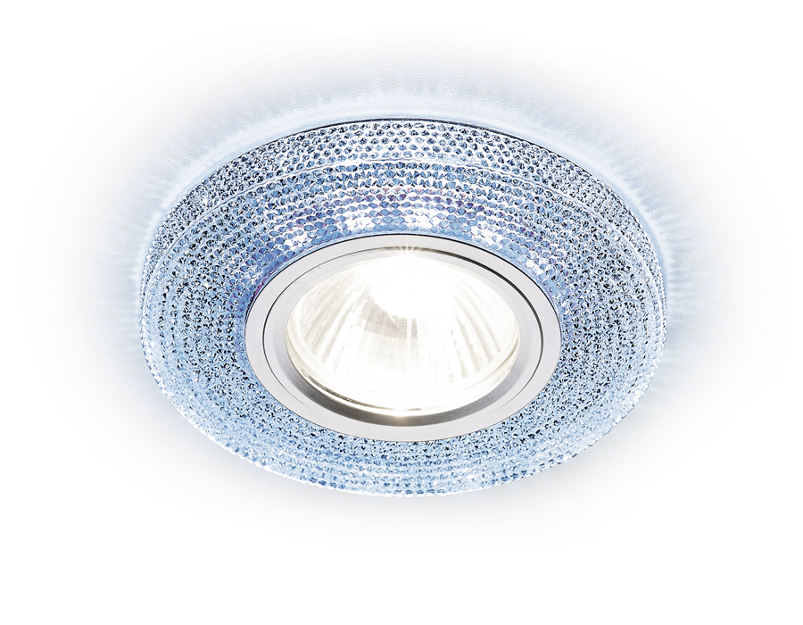 Встраиваемый светильник Ambrella S290 BL хром/сапфир/MR16+3W(LED WHITE)