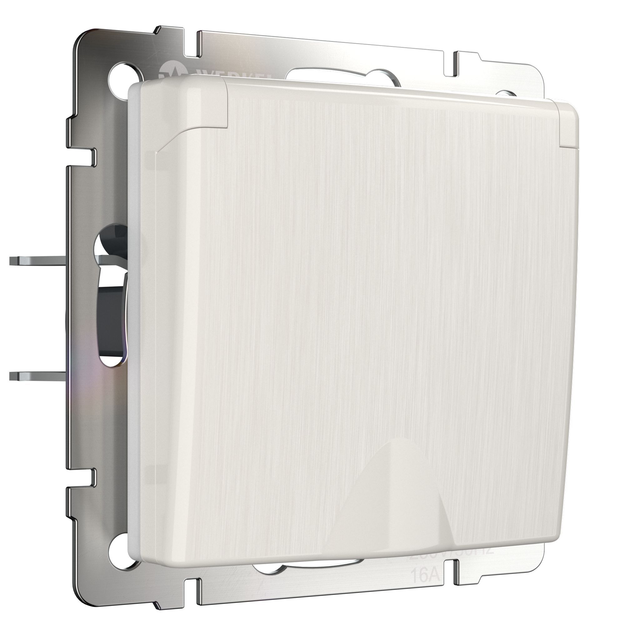 Розетка влагозащ. с зазем. с защит. крышкой и шторками WERKEL (перламутровый рифленый) WL13-SKGSC-01-IP44 / W1171213 / a040892