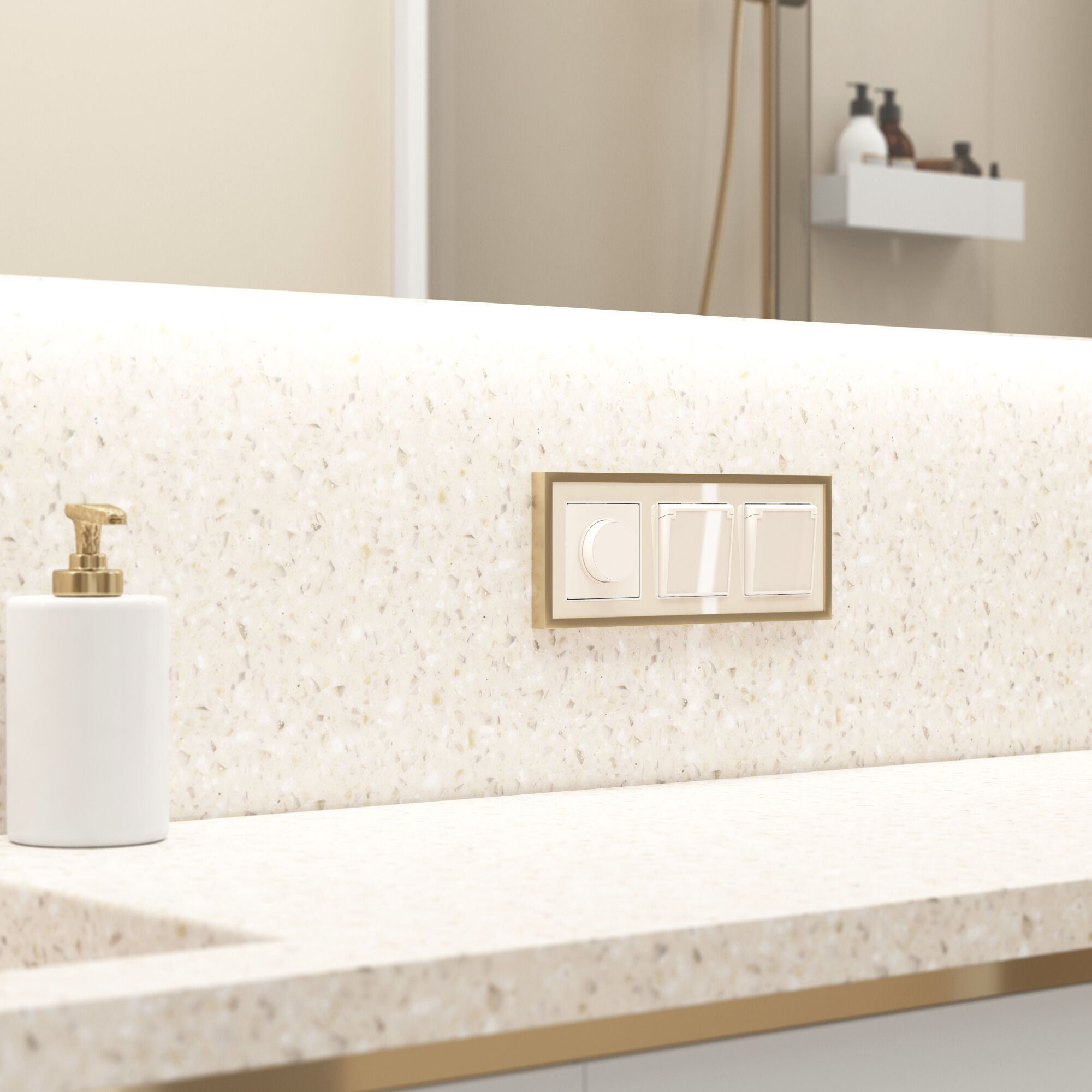 W1171243/ Розетка влагозащ. с зазем. с защит. крышкой и шторками (айвори акрил) W1171243