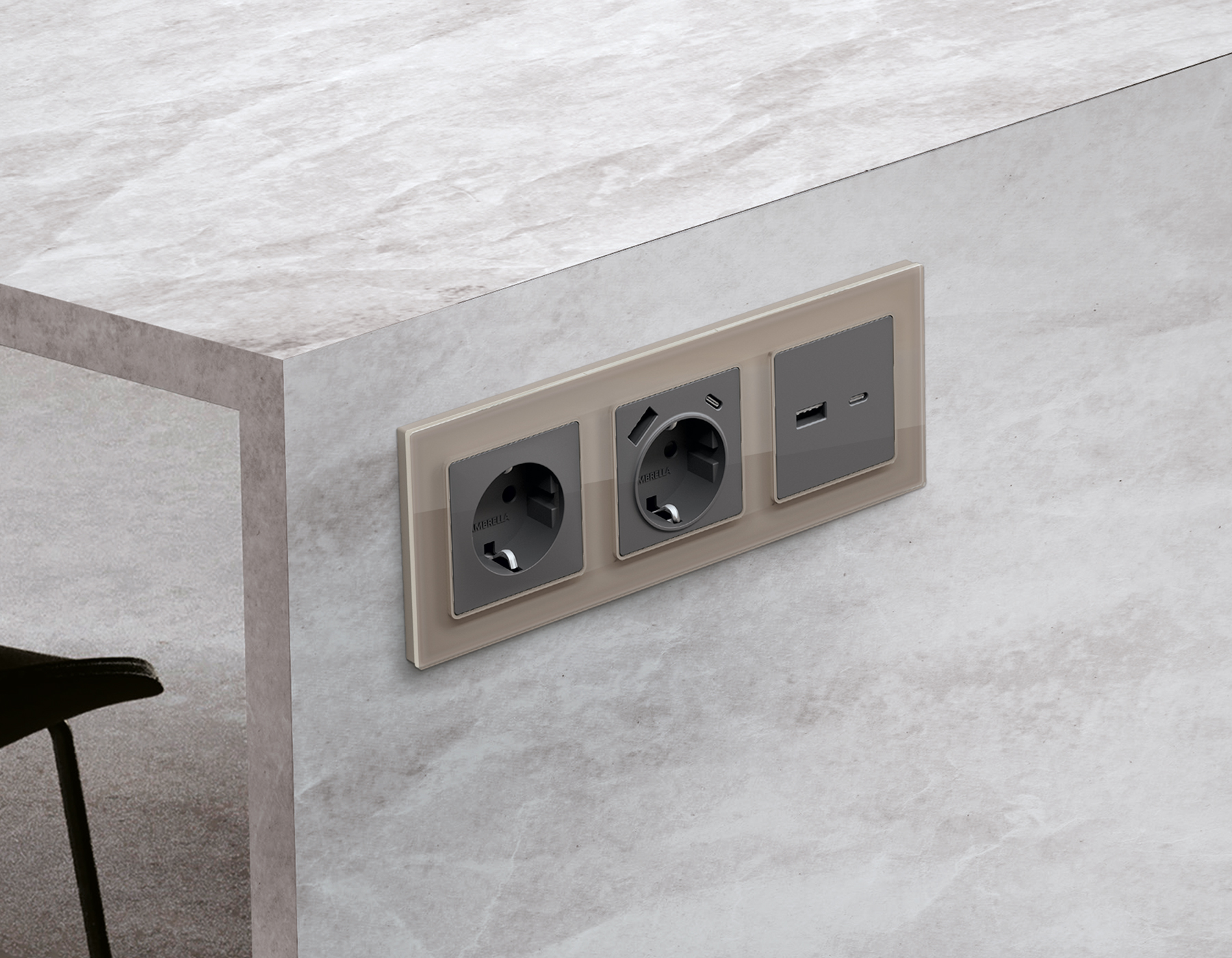 AF380601 Рамка ALFA Platos (Серо-бежевый Стекло закаленное натуральное) 1-ая