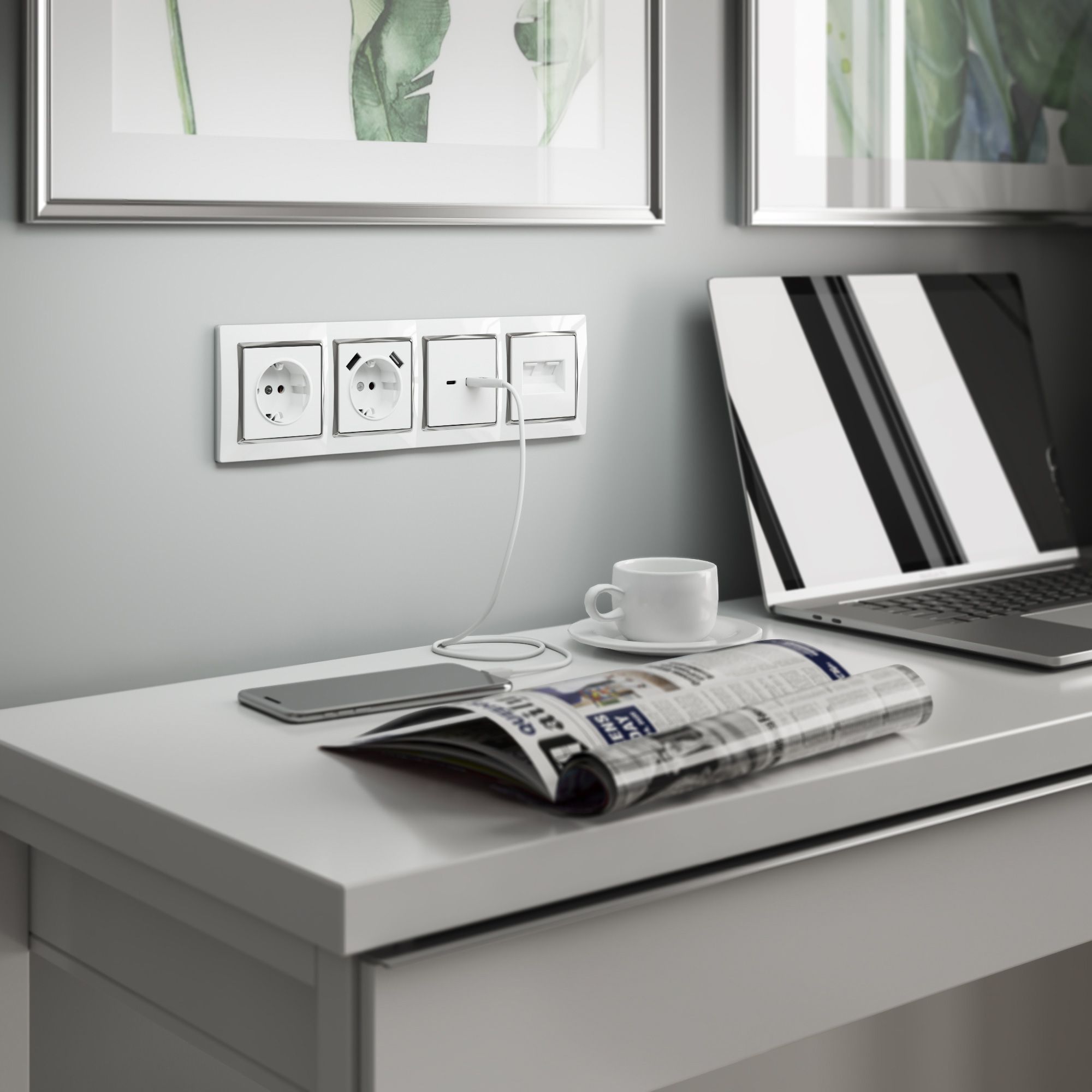 Рамка WERKEL Snabb на 4 поста (белая) WL03-Frame-04-white / W0041901 / a028883