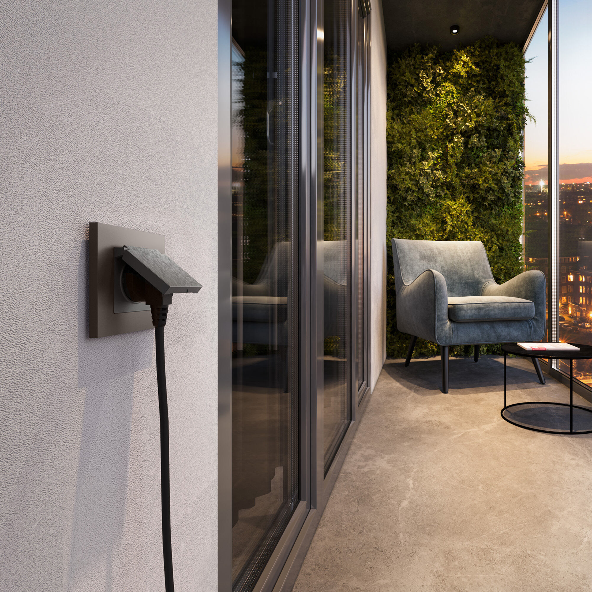 Розетка влагозащ. с зазем. с защит. крышкой и шторками N (графит рифленый) W1171204