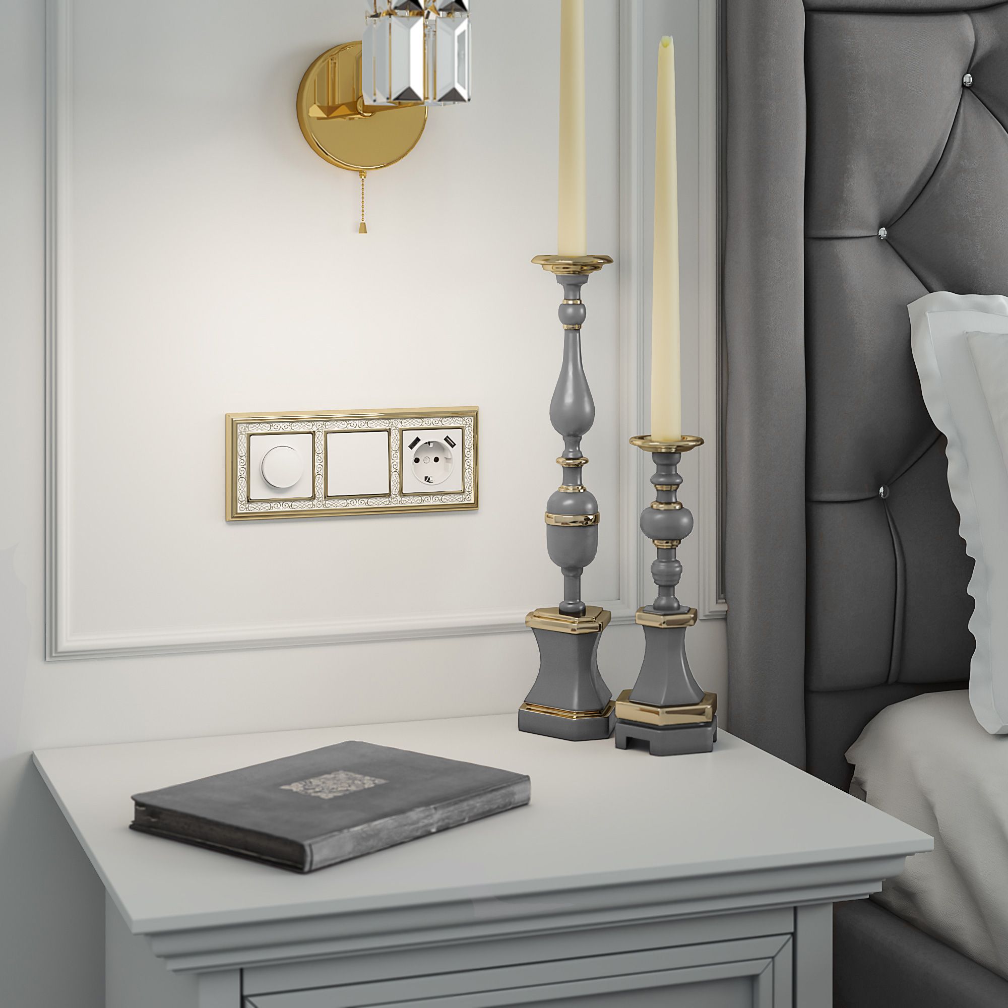 Рамка WERKEL Palacio Gracia на 3 поста (золото/белый) WL77-Frame-03 / W0031429 / a041164