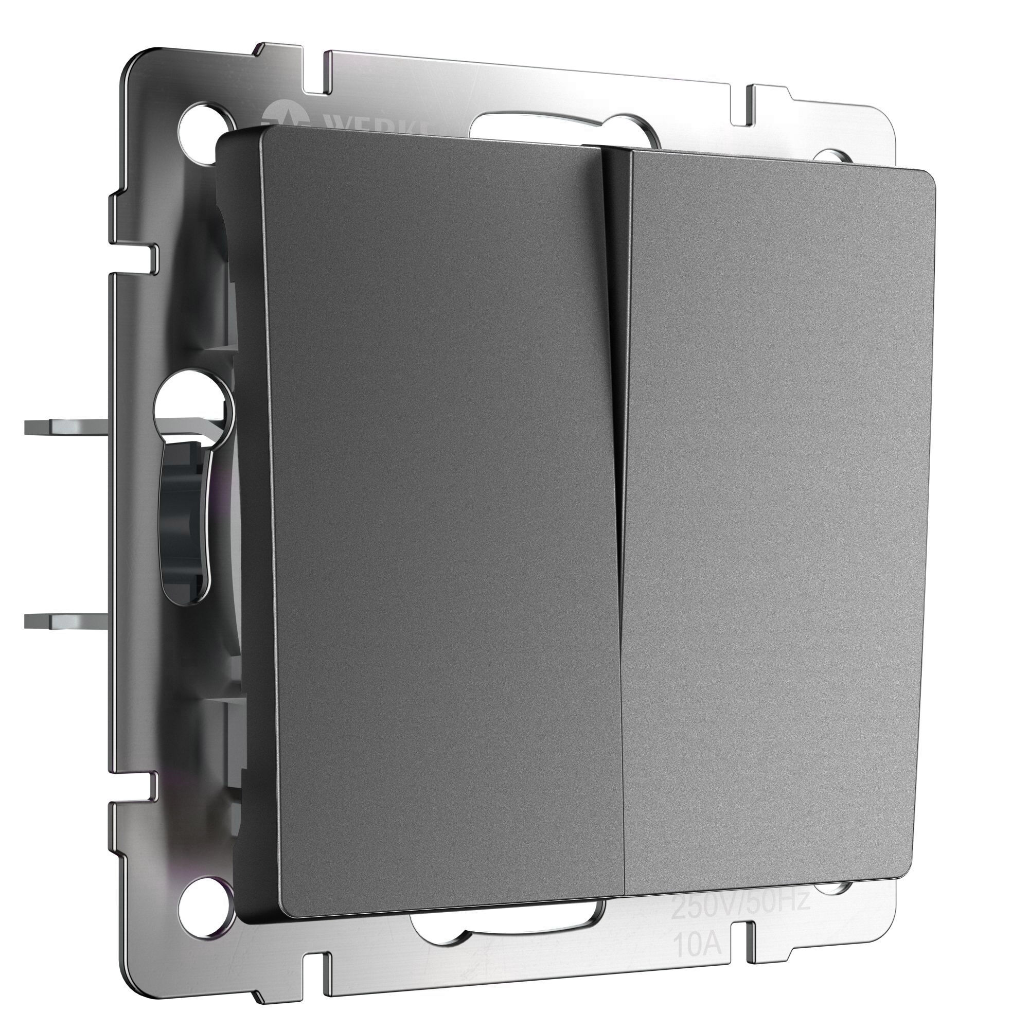 Выключатель двухклавишный проходной Werkel (графит матовый) W1122064