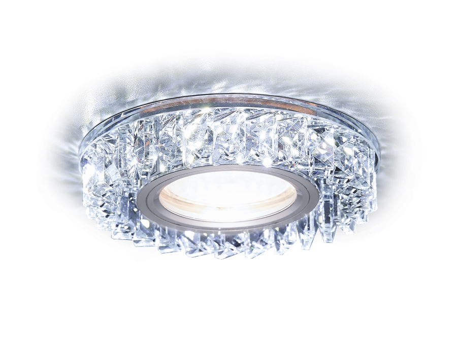 Встраиваемый светильник Ambrella S255 CH хром/прозрачный Хрусталь/MR16+3W(LED WHITE)