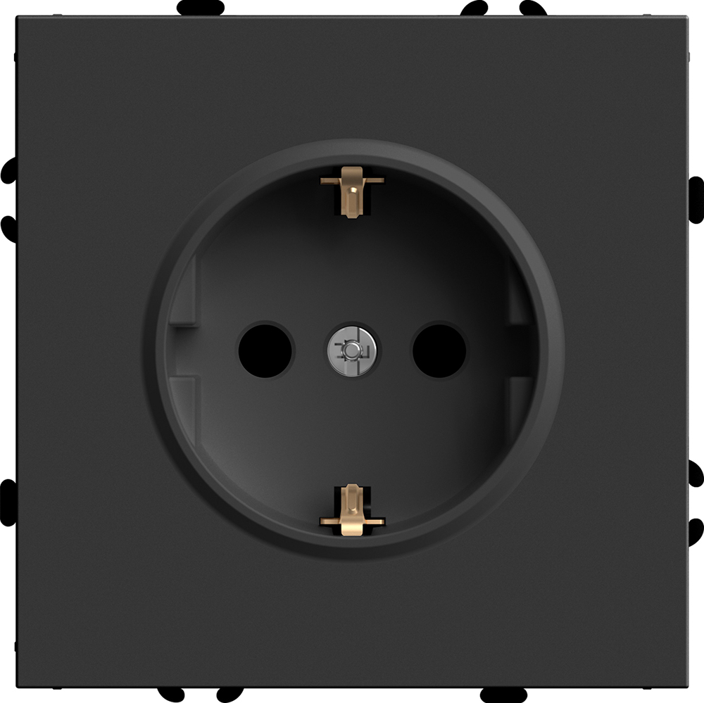 Розетка 1-местная с защитной шторкой с/з (механизм), STEKKER, 250В, 16А, серия Эмили, RST16-5110-05, черный уголь, soft touch