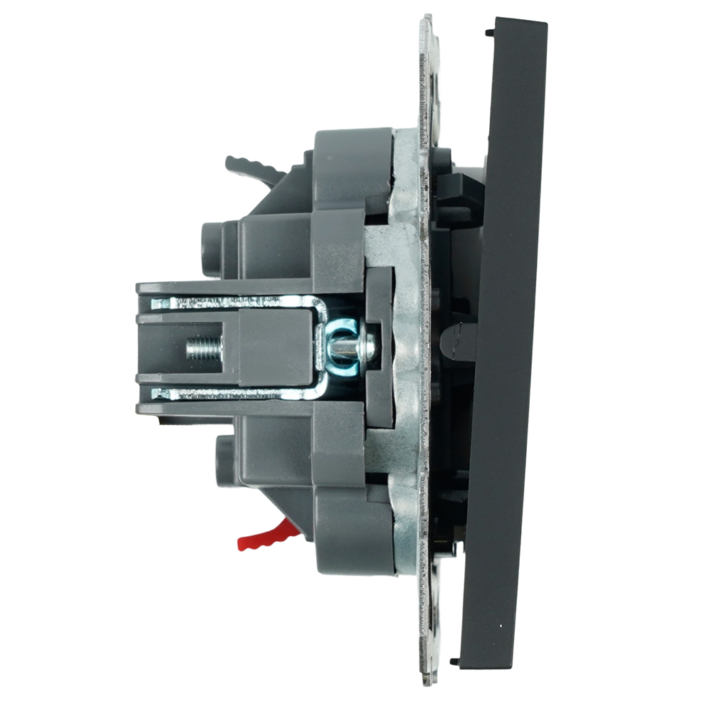 Выключатель 1-клавишный (механизм), СЗК, STEKKER, 250В, 10А, серия Эмили, RSW10-5103-05ZK, черный уголь, soft touch