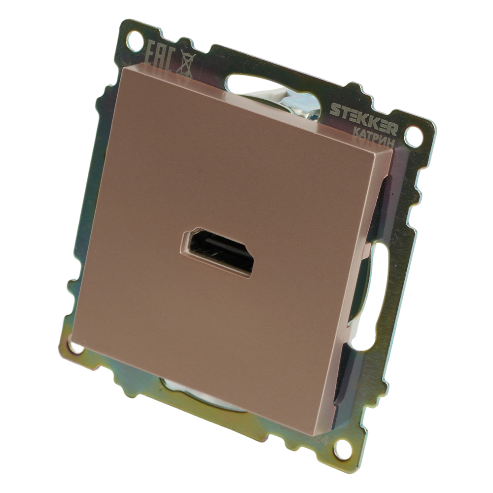 Розетка HDMI 2.1, Type A  (механизм), STEKKER GLS00-7118-02, серия Катрин, шампань