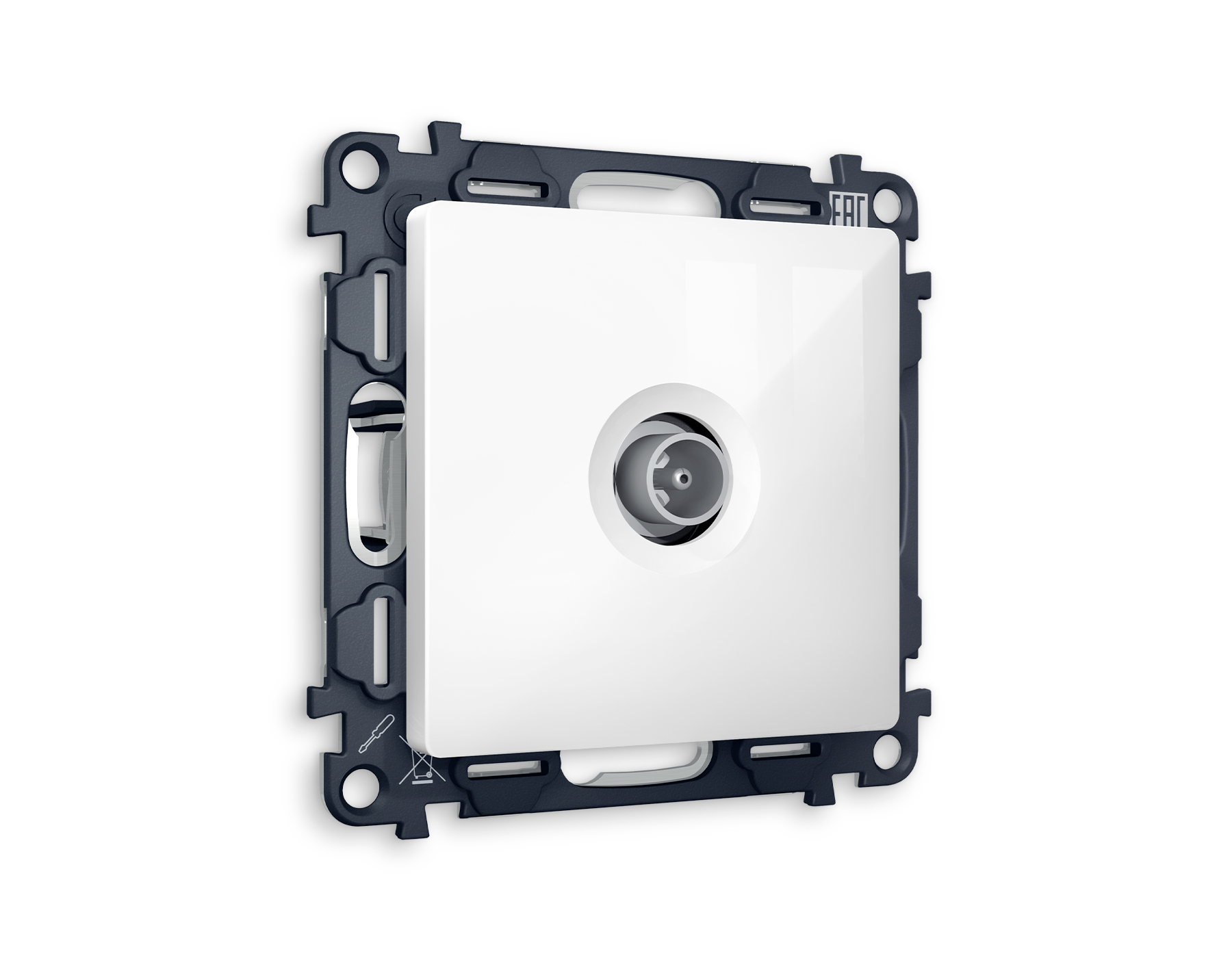 MA113010 Комплект механизма TV розетки оконечной ALFA Белый глянец 50-870 MHz 1dB QUANT (AP1130, VM202)