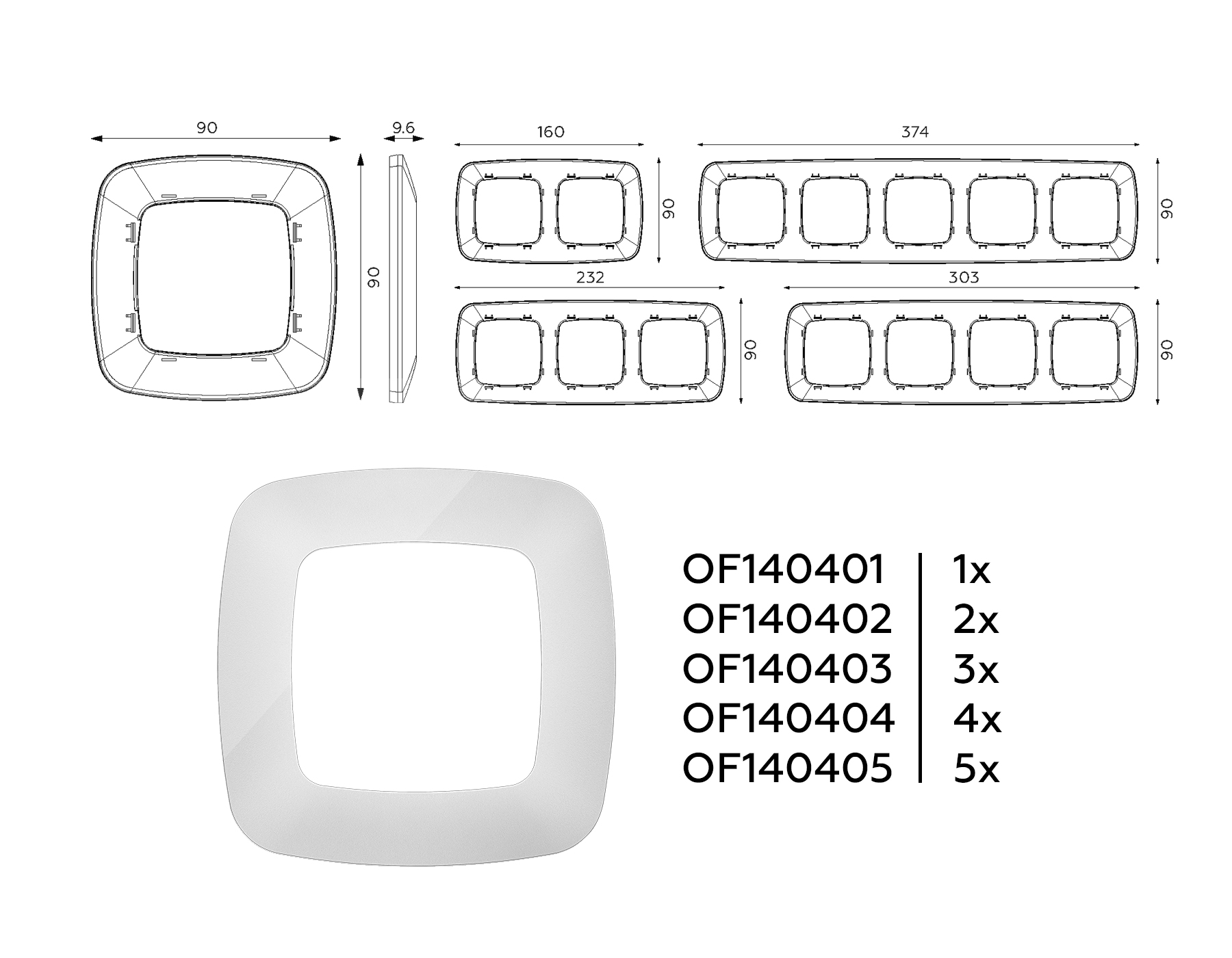 OF140401 Рамка OMEGA Ecta (Серебро глянец) 1-ая