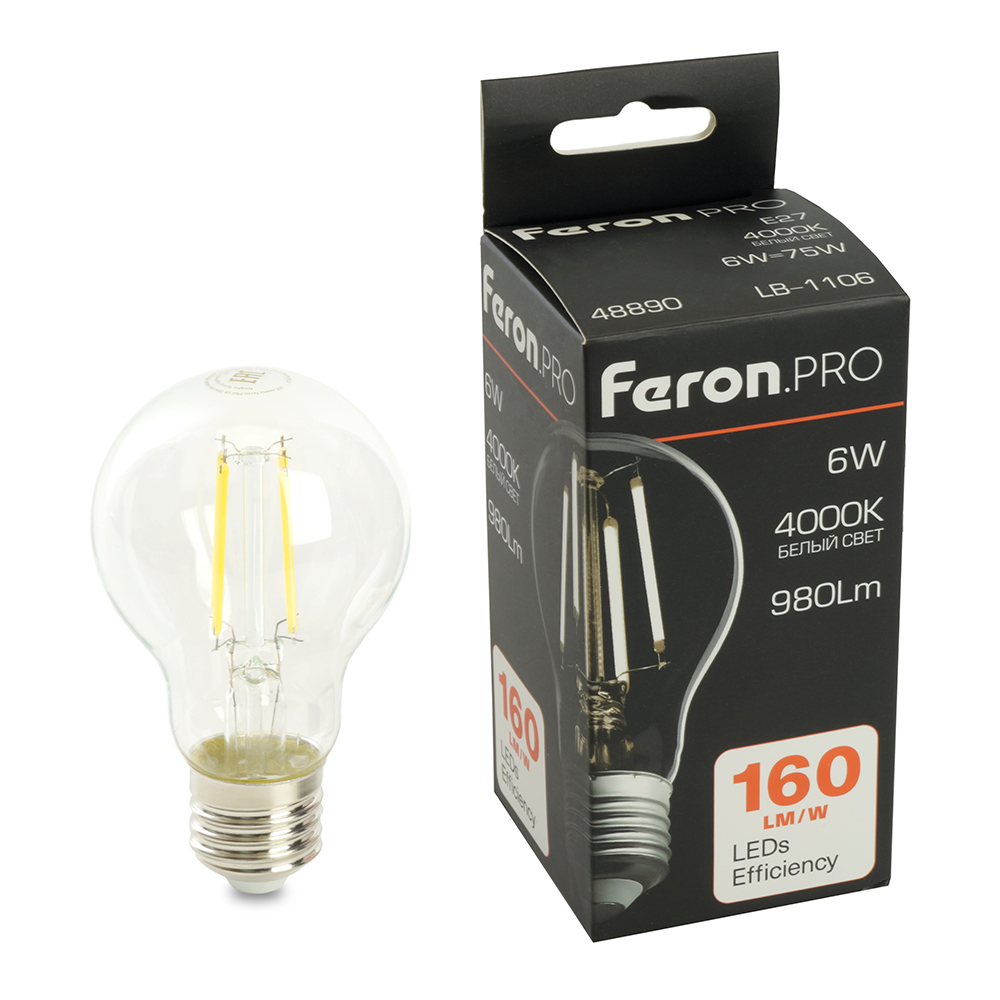 Лампа светодиодная Feron.PRO LB-1106 Шар E27 6W 175-265V 4000K Лампа светодиодная Feron.PRO LB-1106 Шар E27 6W 175-265V 4000K