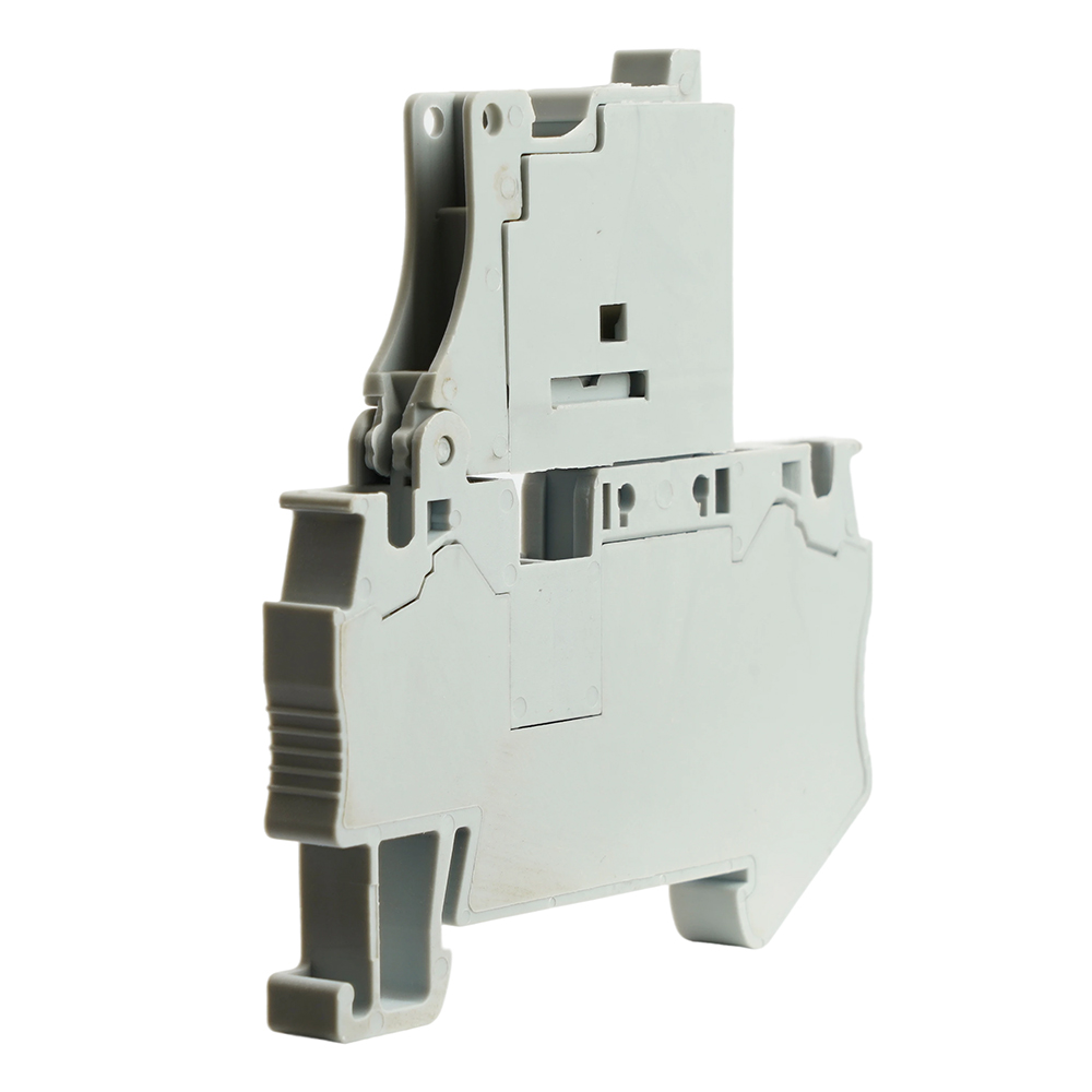 Зажим пружинный STEKKER, 2-проводной проходной 4,0 мм²  (JXB ST 4) с размыкателем и предохранителем, LD552-1-00, серый