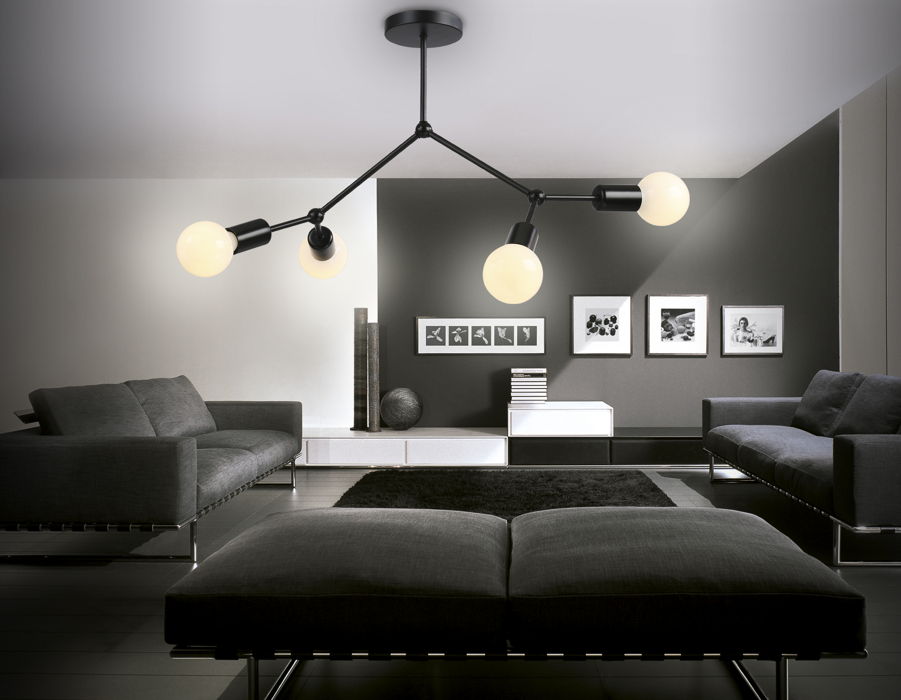 Потолочный светильник TR8033/4 BK черный E27*4 max 40W D670*440