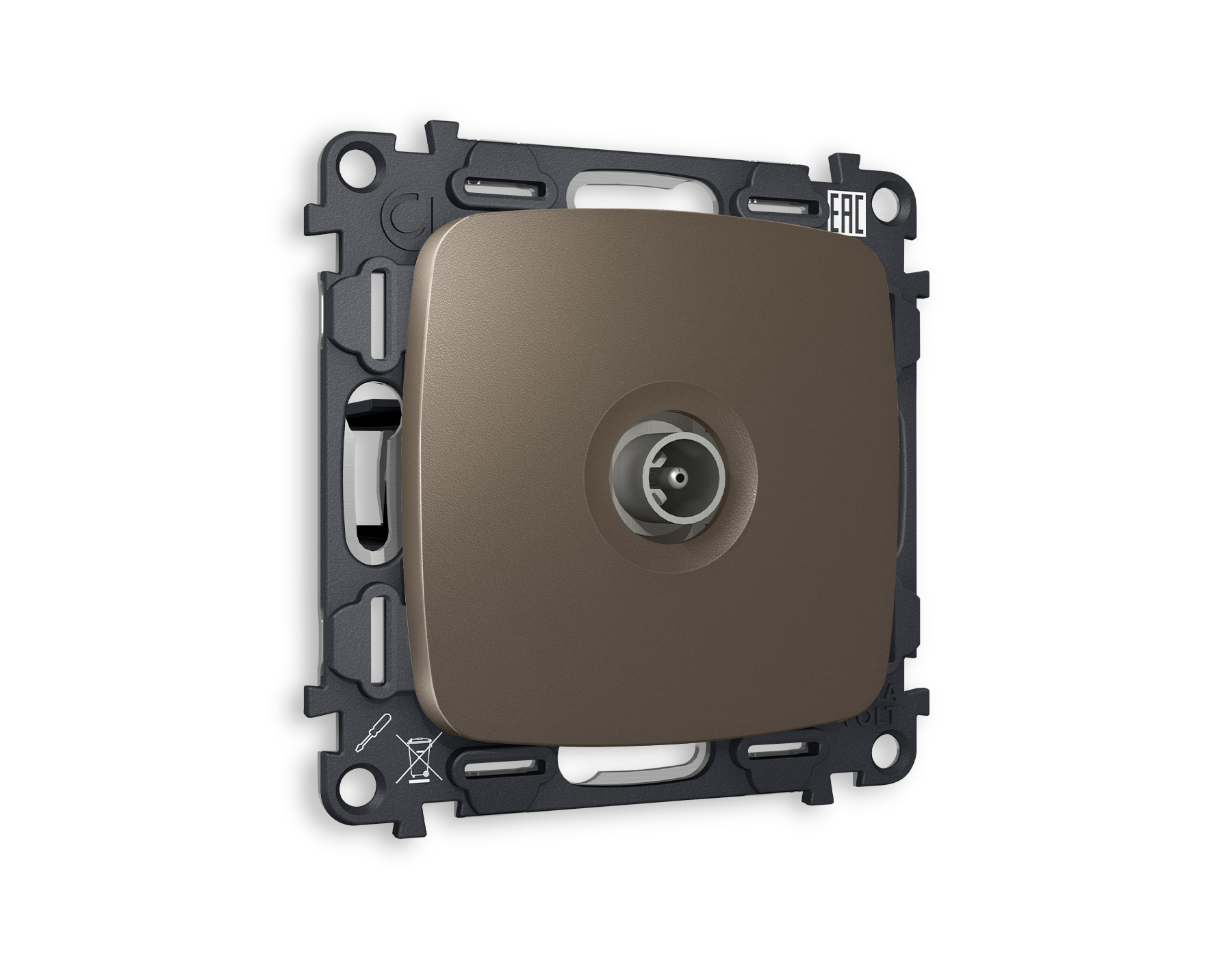 MO643030 Комплект механизма TV розетки проходной OMEGA Темная бронза матовый 5-1000 MHz 4dB QUANT (OP6430, VM211)