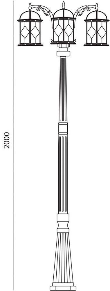 Светильник садово-парковый Feron PL178 столб шестигранный 3*60W E27 230V, черное золото Светильник садово-парковый Feron PL178 столб шестигранный 3*60W E27 230V, черное золото