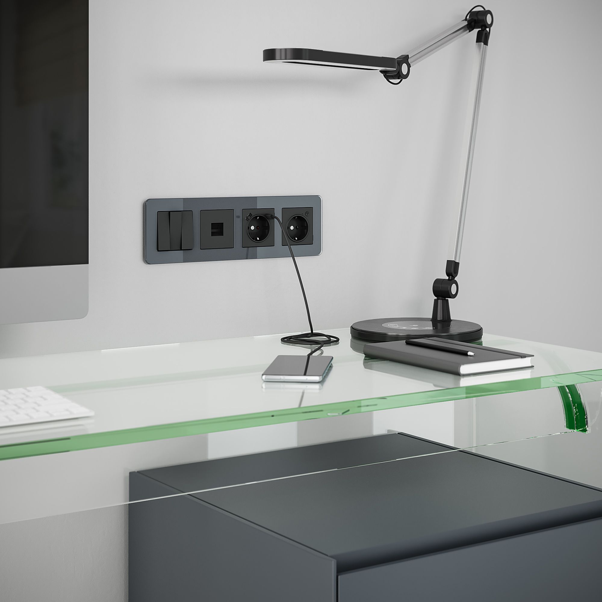 Рамка WERKEL на 4 поста Elite (графит, стекло) W0042440