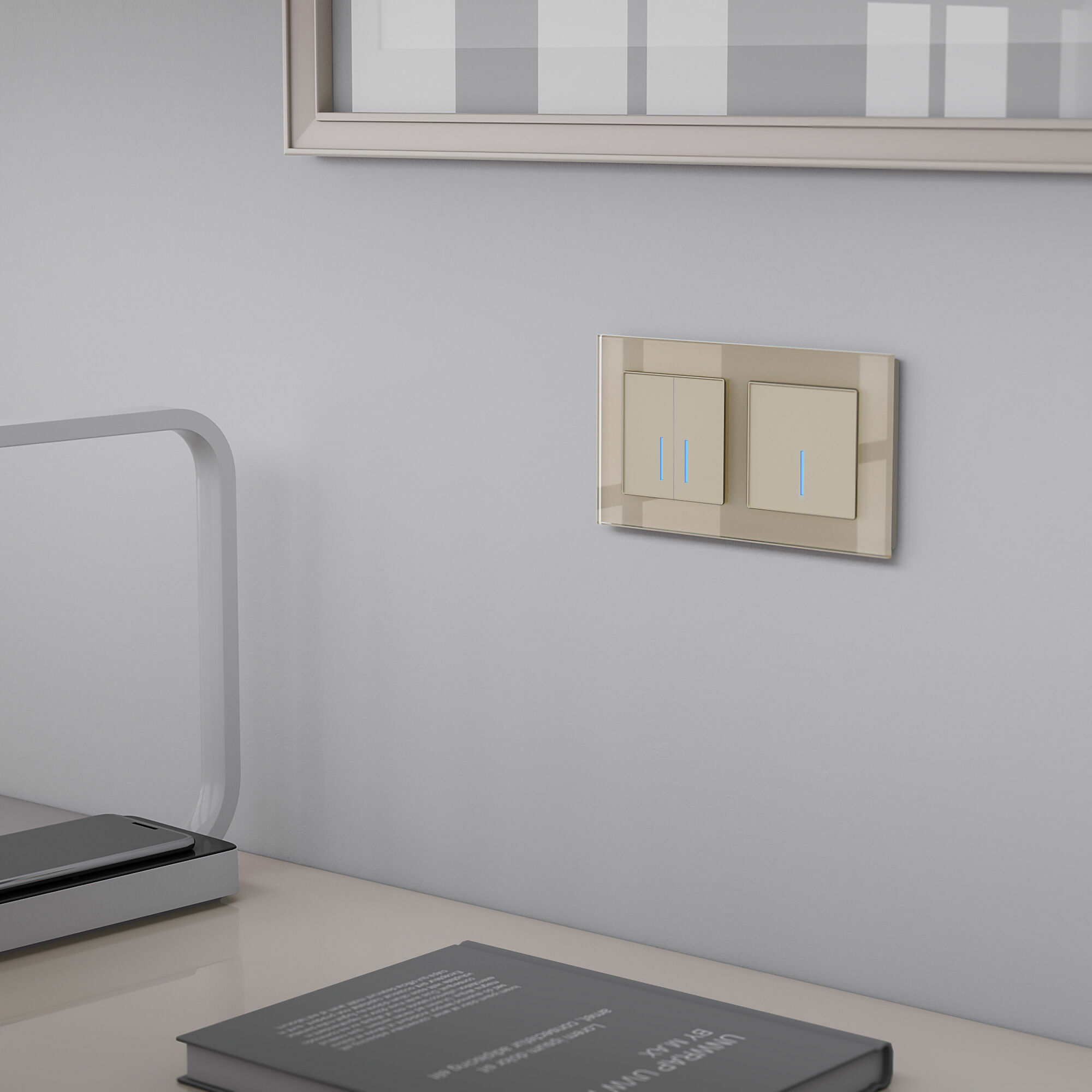 Сенсорный выключатель двухклавишный с подсветкой 1000 Вт Werkel (шампань) W4520011