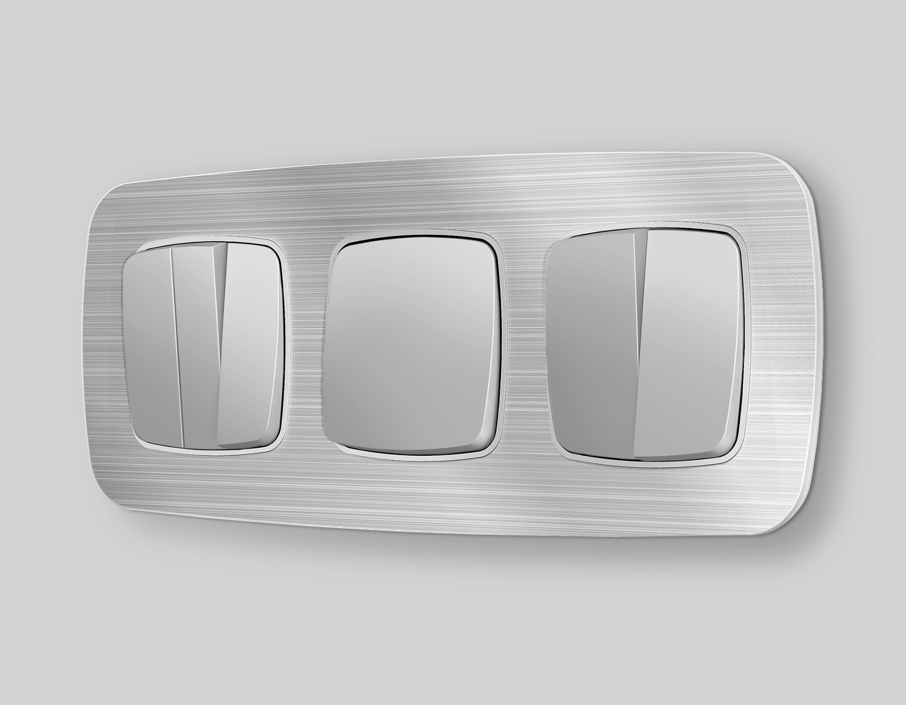 OP4030 Лицевая панель OMEGA (Серебро глянец) для 2-кл выключателей QUANT