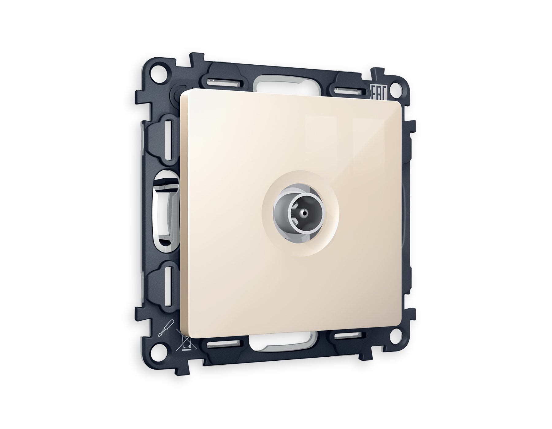 MA313010 Комплект механизма TV розетки оконечной ALFA Бежевый глянец 50-870 MHz 1dB QUANT (AP3130, VM202)