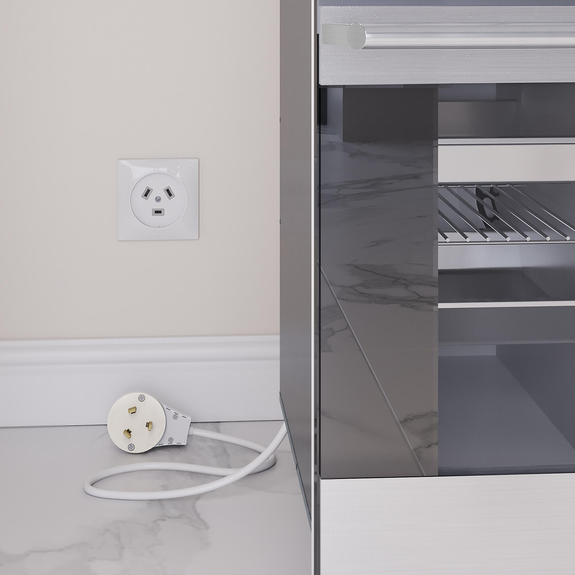 Комплект: розетка с вилкой для электроплиты 32А 250В, коробка в стену WERKEL (белый) W1189201