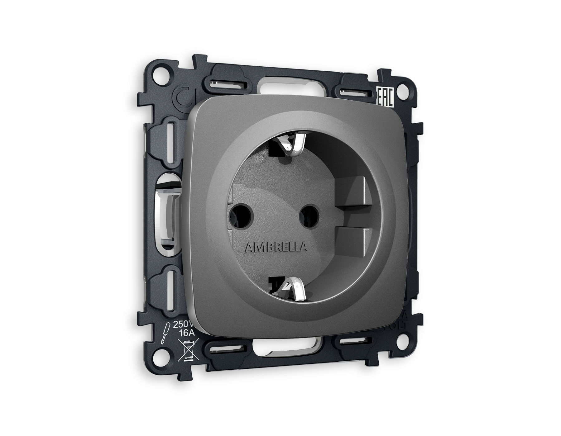 MO656010 Комплект механизма электрической розетки OMEGA Антрацит серый с/з на винтовых зажимах QUANT (OP6560, VM141)