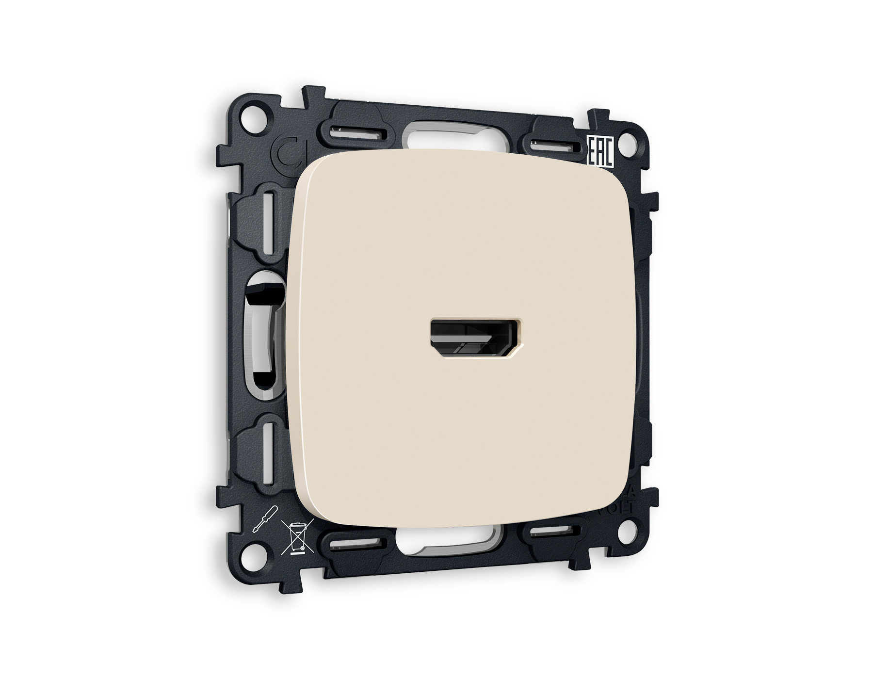 MO334010 Комплект механизма розетки HDMI 2.0 OMEGA Бежевый матовый 40V/500MO 2.0GHz 5-18Gbit/s QUANT (OP3340, VM222)