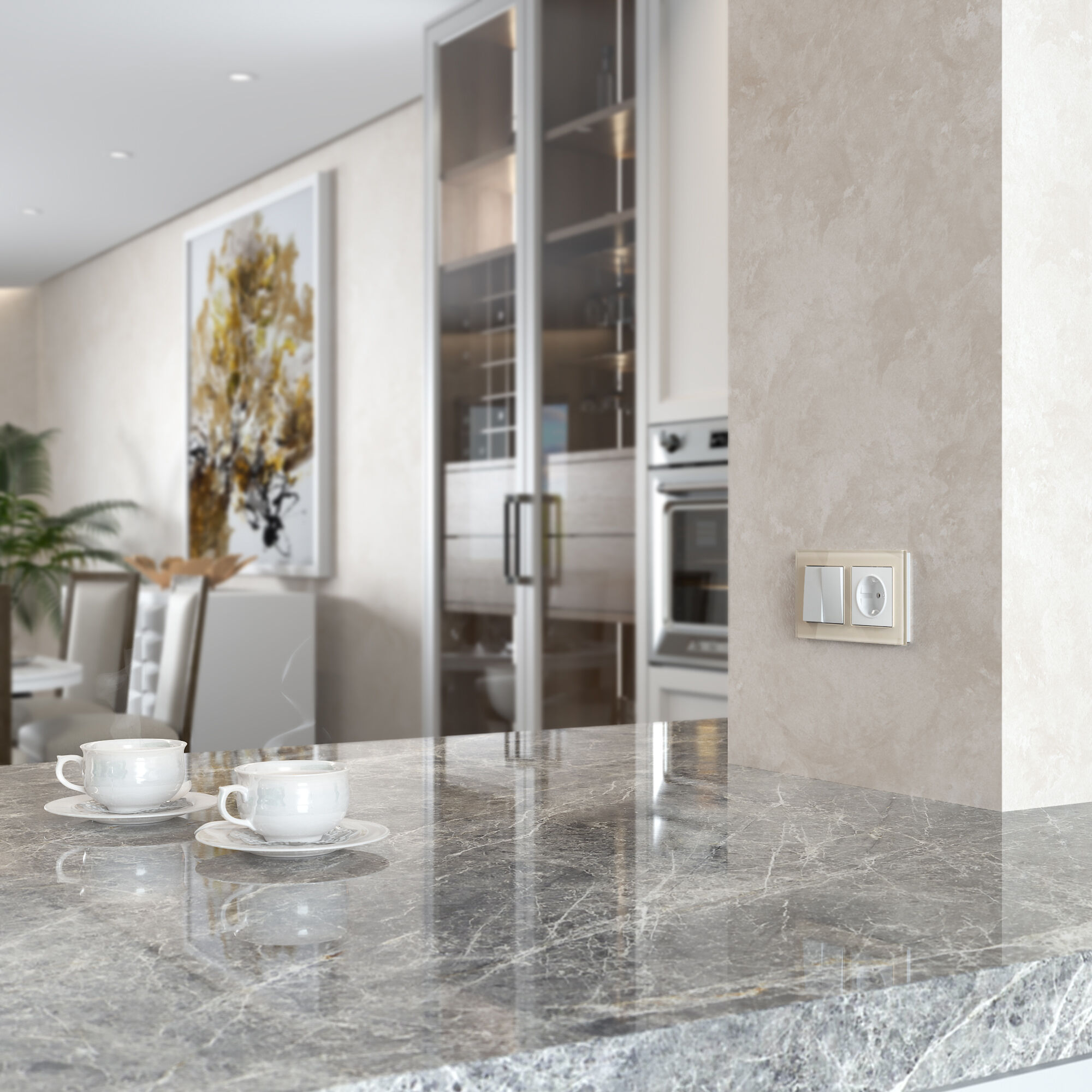 Рамка на 2 поста Favorit Werkel (молочный, стекло) W0021141