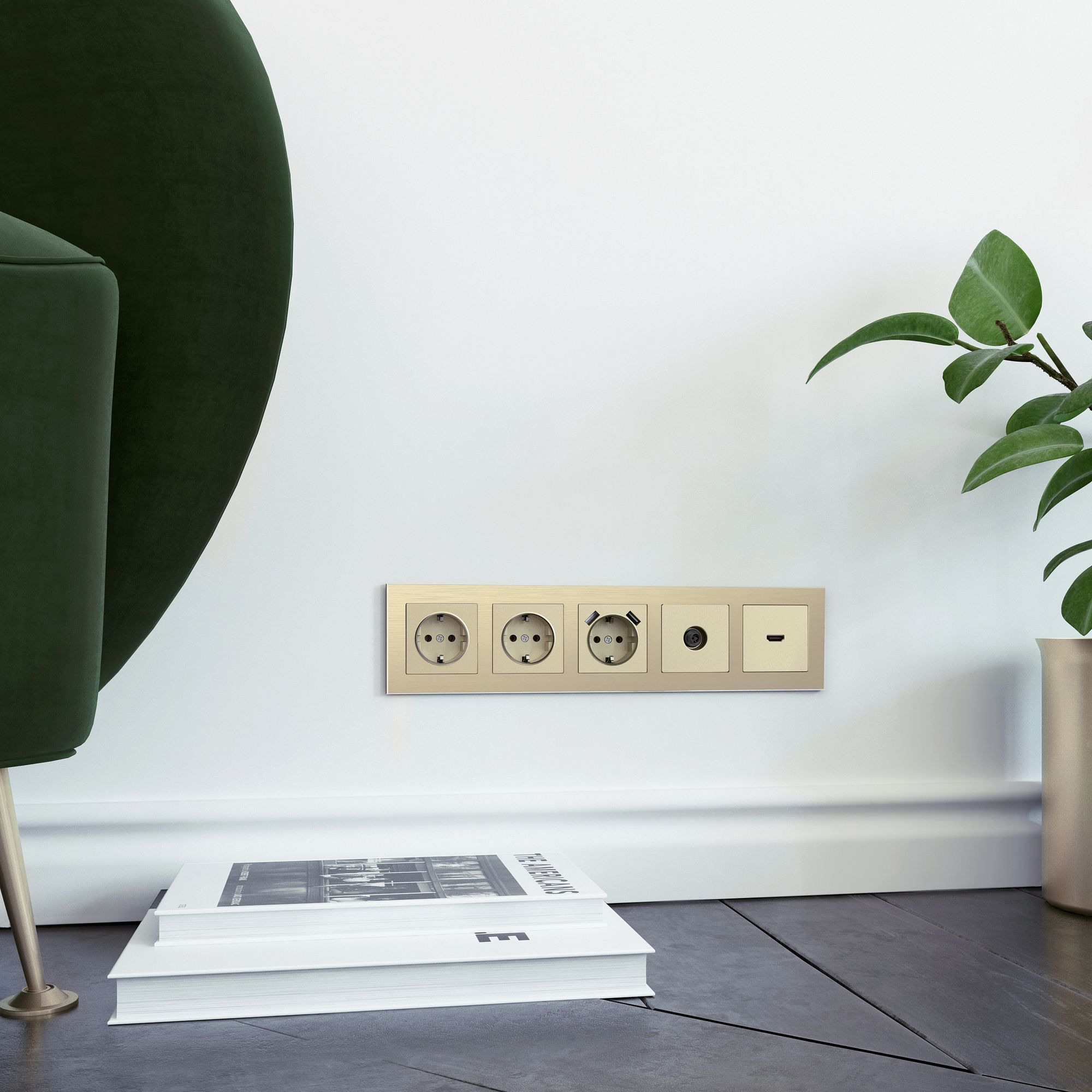 Рамка на 5 постов Werkel Aluminium (шампань) W0051711 / a052316