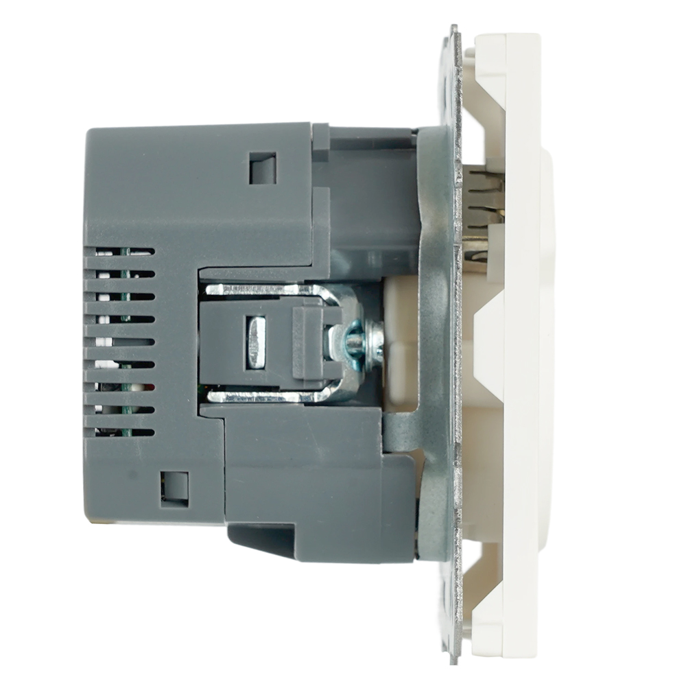 Розетка 1-местная з/ш с/з 16А + USB + Type C (механизм), Stekker, 250В, 20W, серия Эмили, белый фарфор, soft-touch, RST16-5119-01