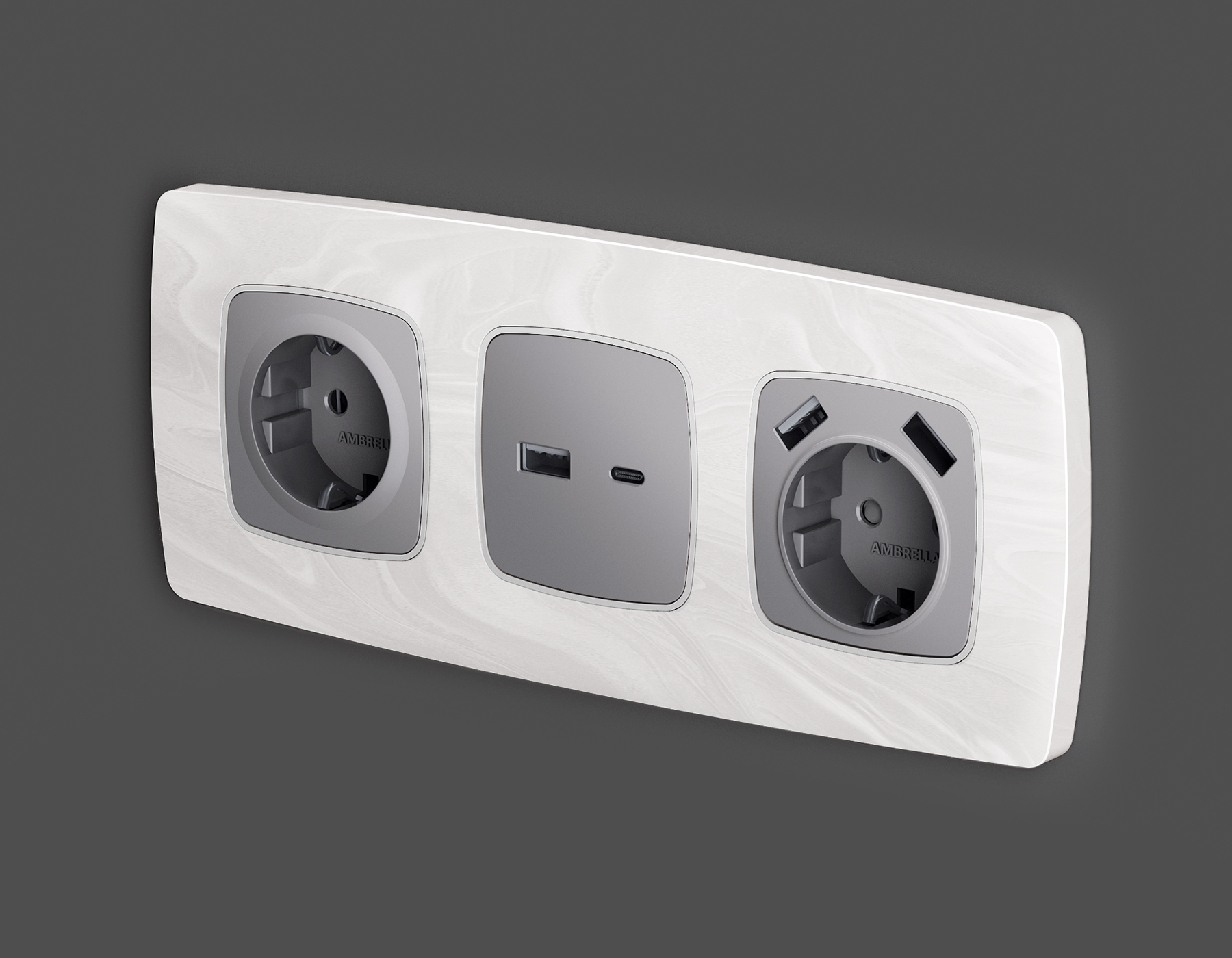 OP5060 Лицевая панель OMEGA (Сталь матовый) для электрической розетки с/з QUANT