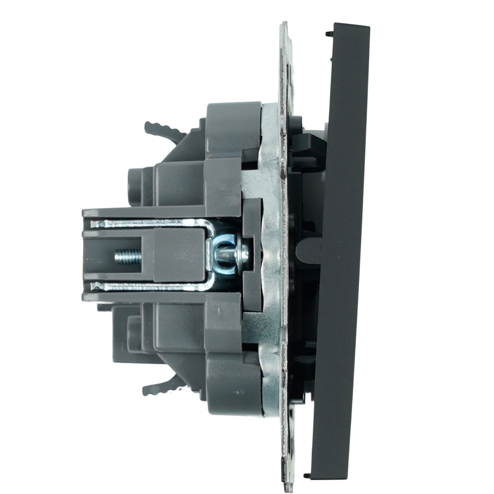 Переключатель 1-клавишный (механизм), СЗК, STEKKER, 250В, 10A, серия Эмили, RSW10-5105-05ZK, черный уголь, soft touch