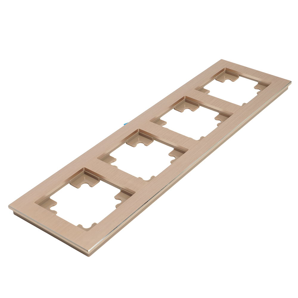 Рамка 4-местная, металл, STEKKER, MFR00-7004-02, серия Катрин, шампань