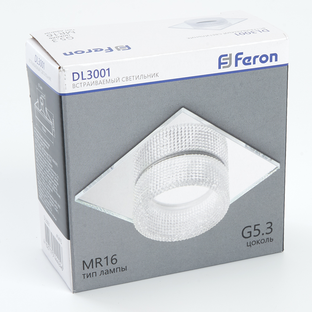 Светильник встраиваемый Feron DL3001 потолочный MR16 G5.3 прозрачный Светильник встраиваемый Feron DL3001 потолочный MR16 G5.3 прозрачный