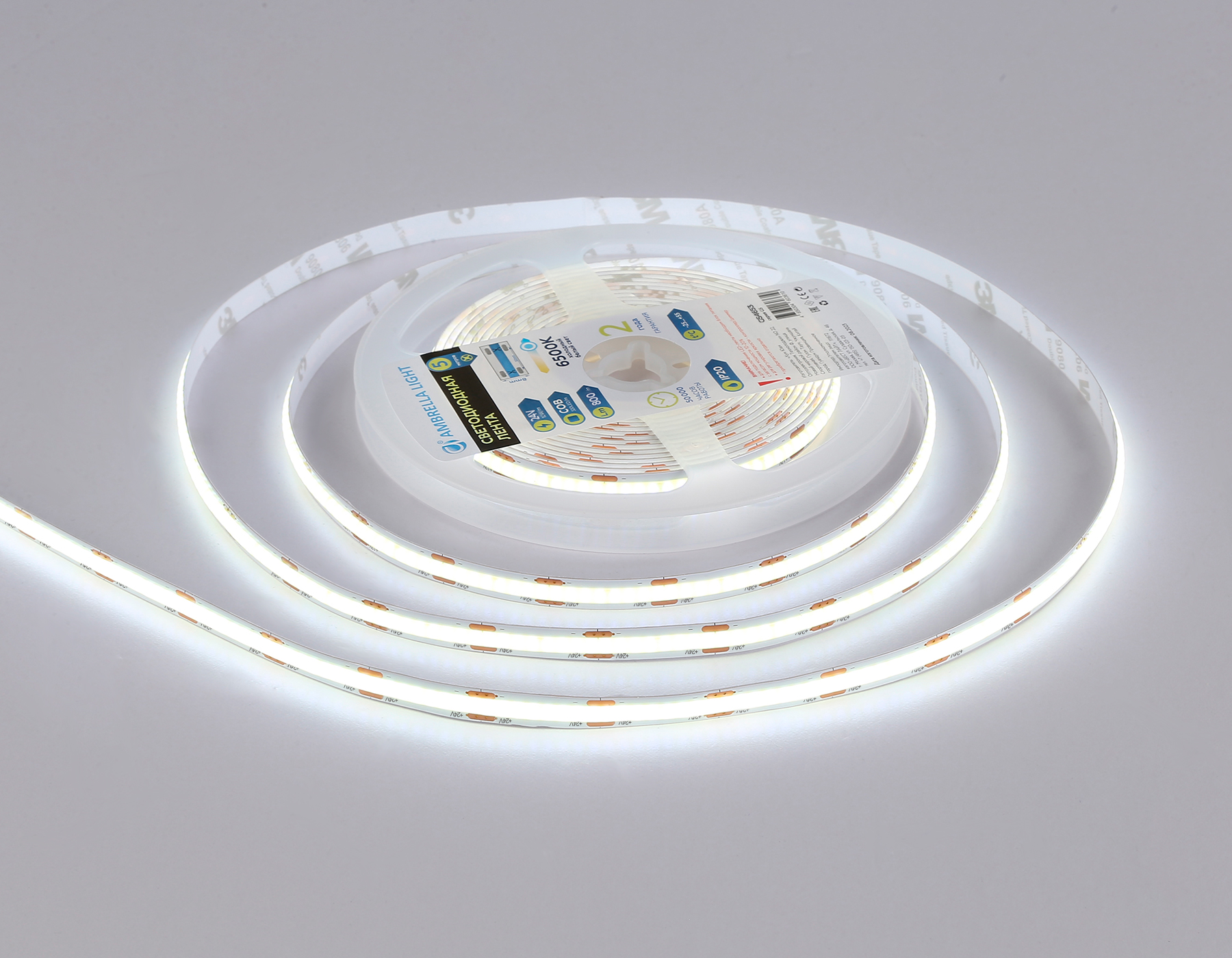 GS4653 COB 320Led/ 10W m/ 24V IP20 6500K/ 5000*8*1.54mm (2 конт.)