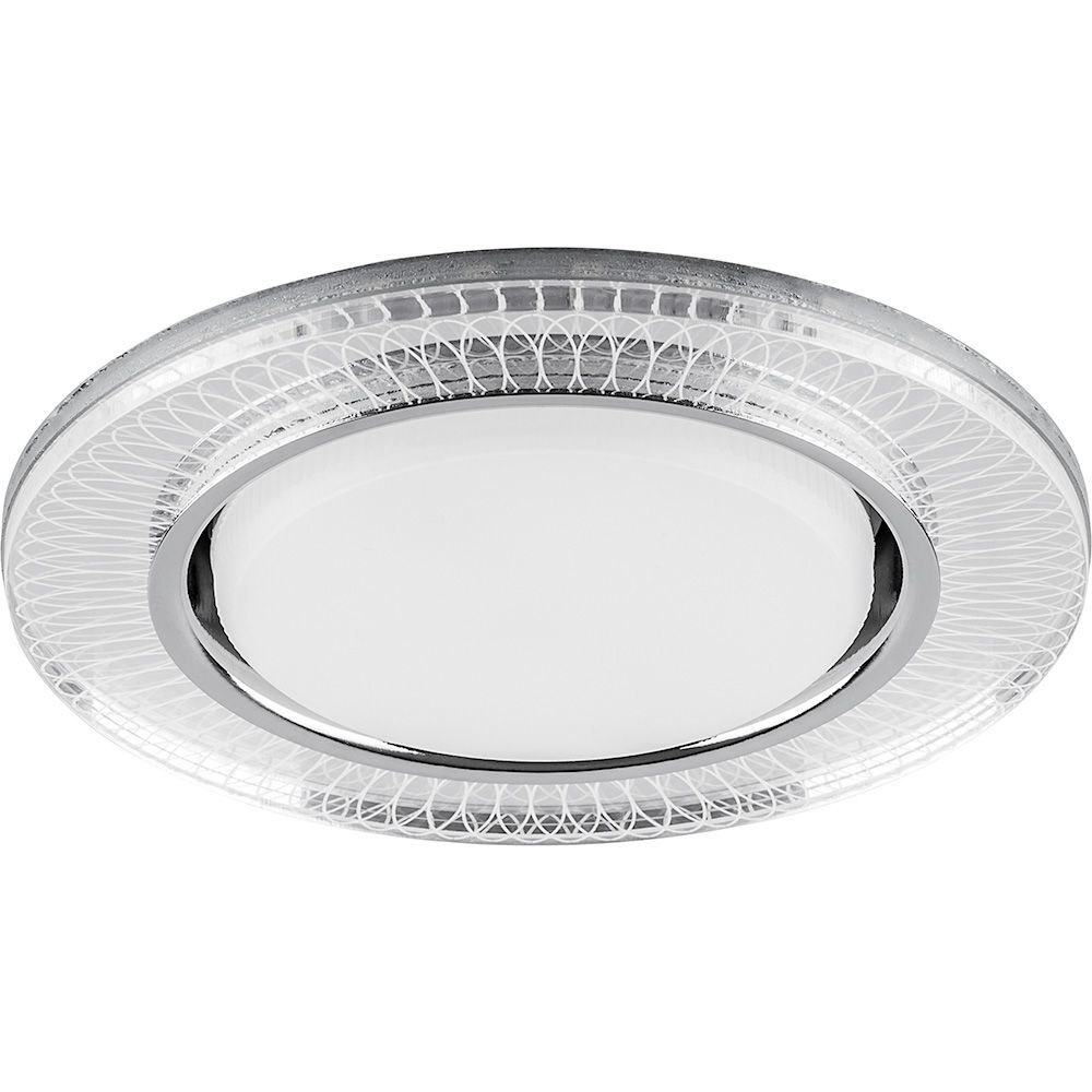 Светильник встраиваемый с белой LED подсветкой Feron CD4038 потолочный GX53 без лампы, прозрачный, хром