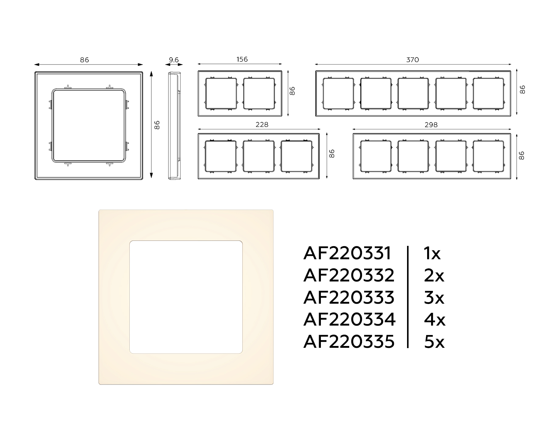 AF220335 Рамка ALFA Techno (Бежевый матовый) 5-ая