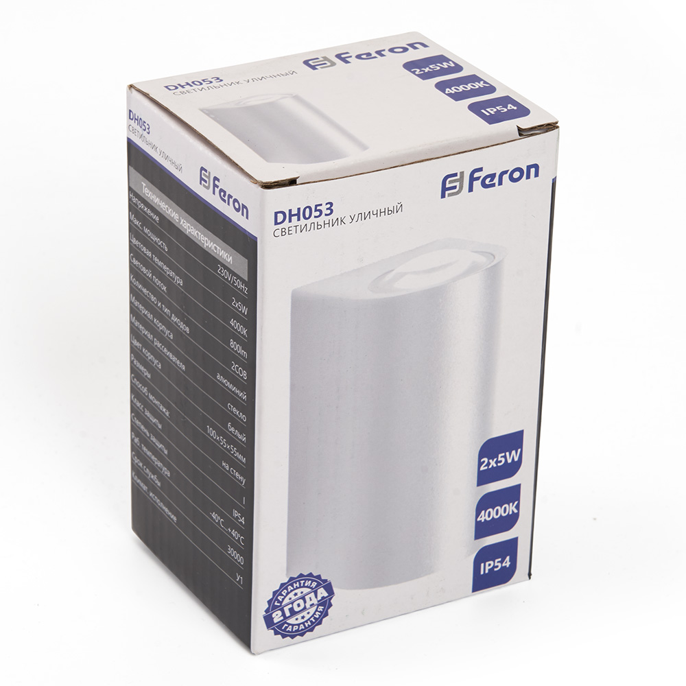 Светильник уличный светодиодный Feron DH053, 2*5W, 800Lm, 4000K, белый Светильник уличный светодиодный Feron DH053, 2*5W, 800Lm, 4000K, белый
