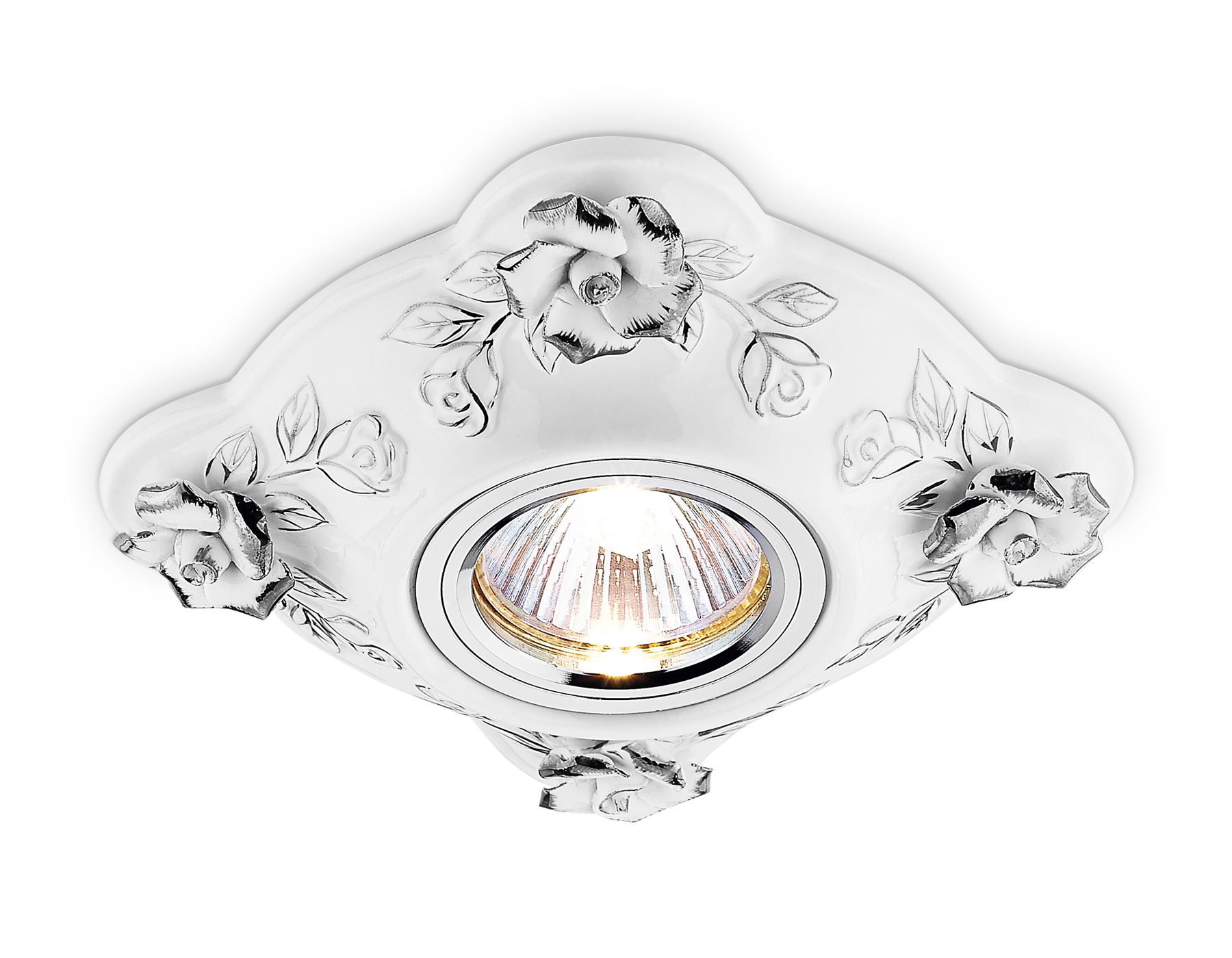 Встраиваемый светильник Ambrella D5504 W/CH белый хром керамика