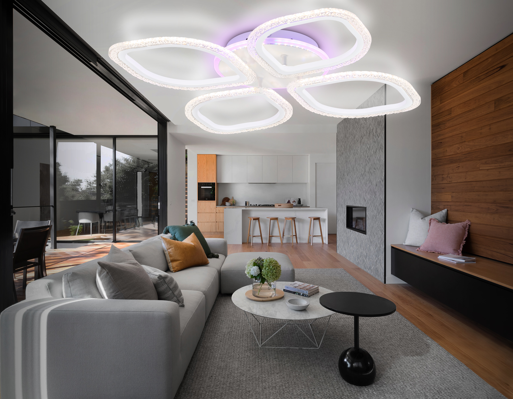 Потолочный LED светильник FA4501/4 WH белый 75W 3000K+BL/4200K+PU/3000K+6400K 500*500*75 (ПДУ ИК)