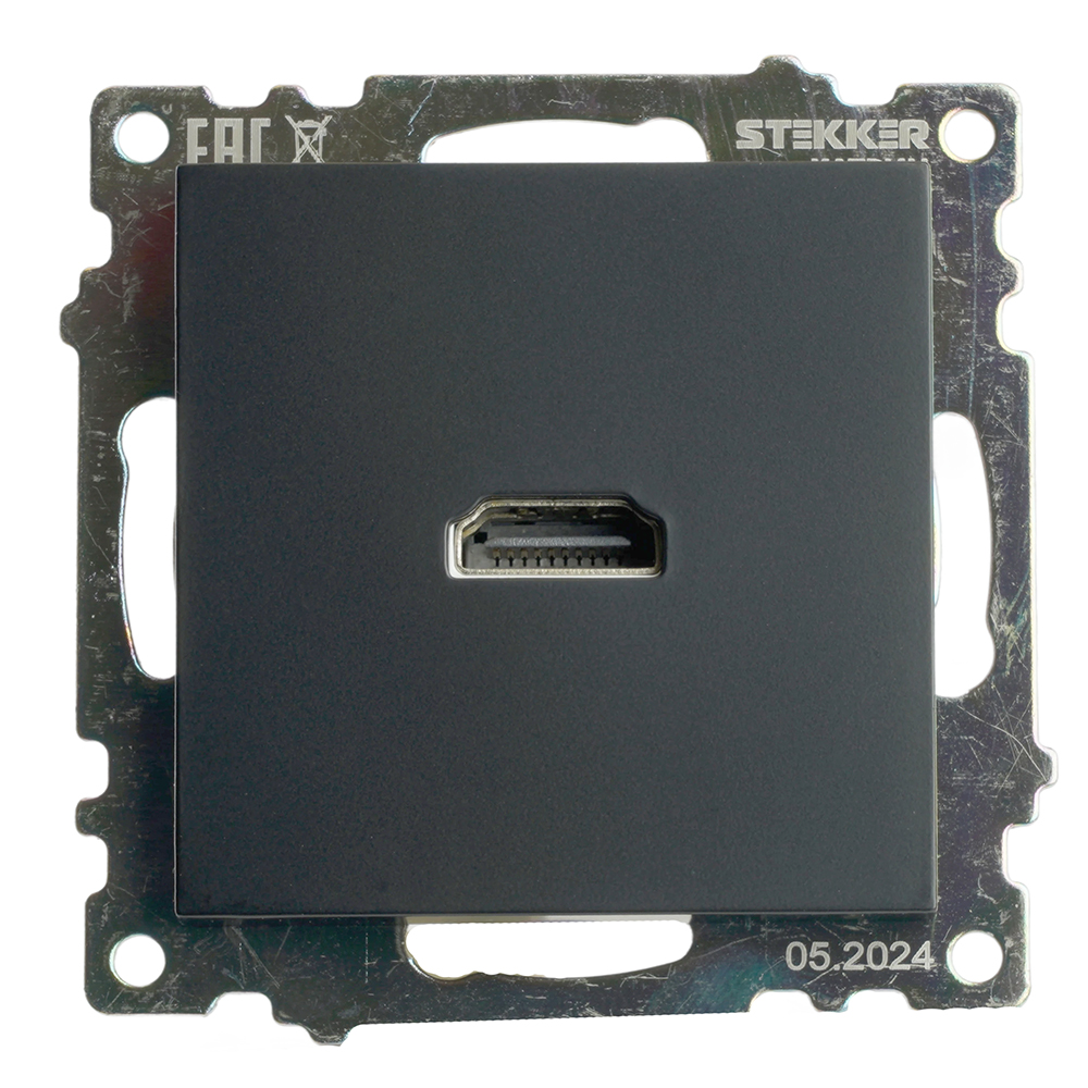 Розетка HDMI 2.1, Type A  (механизм), STEKKER GLS00-7118-05, серия Катрин, черный