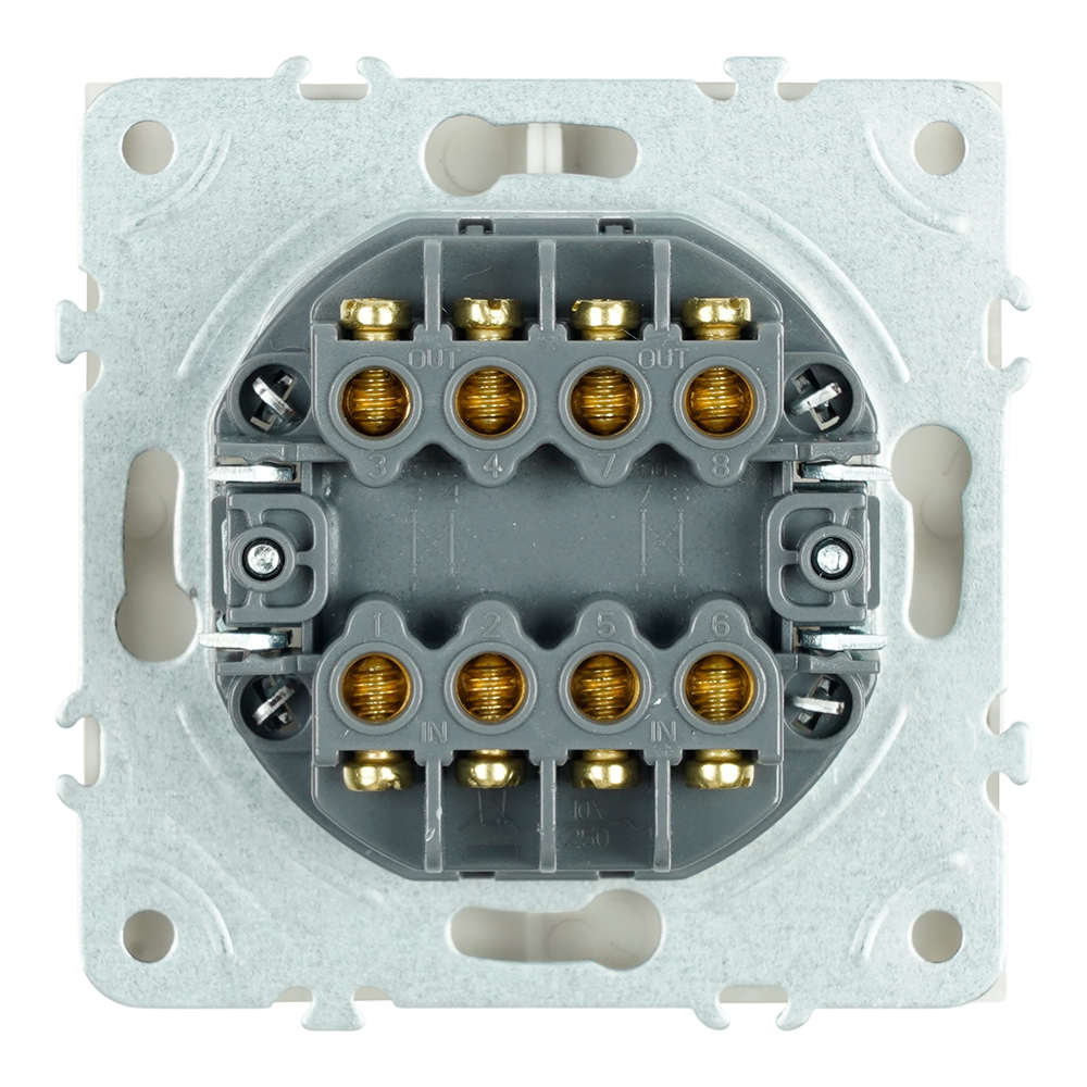 Переключатель перекрестный 2-клавишный (механизм), STEKKER, 250В, 10А, серия Эмили, RSW10-5111-08, кашемир, soft touch