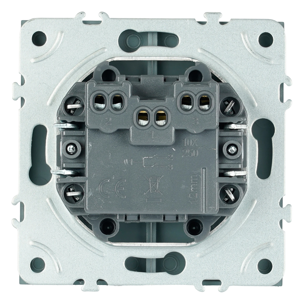 Выключатель 2-клавишный самовозвратный (механизм), STEKKER, 250В, 10А, серия Эмили, RSW10-5113-10, платиново-серый, soft touch