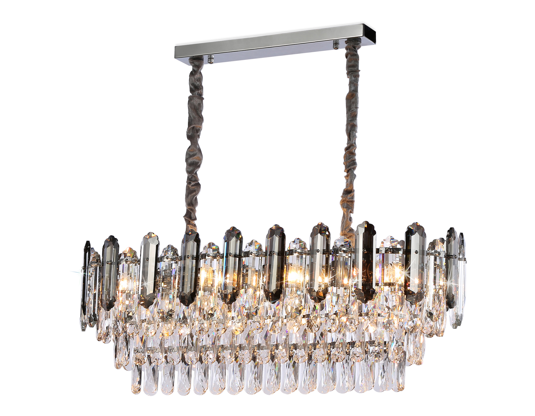 Подвесная люстра TR5199/12 CH/CL/SM хром/прозрачный/дымчатый E27*12 max 40W 800*300*290