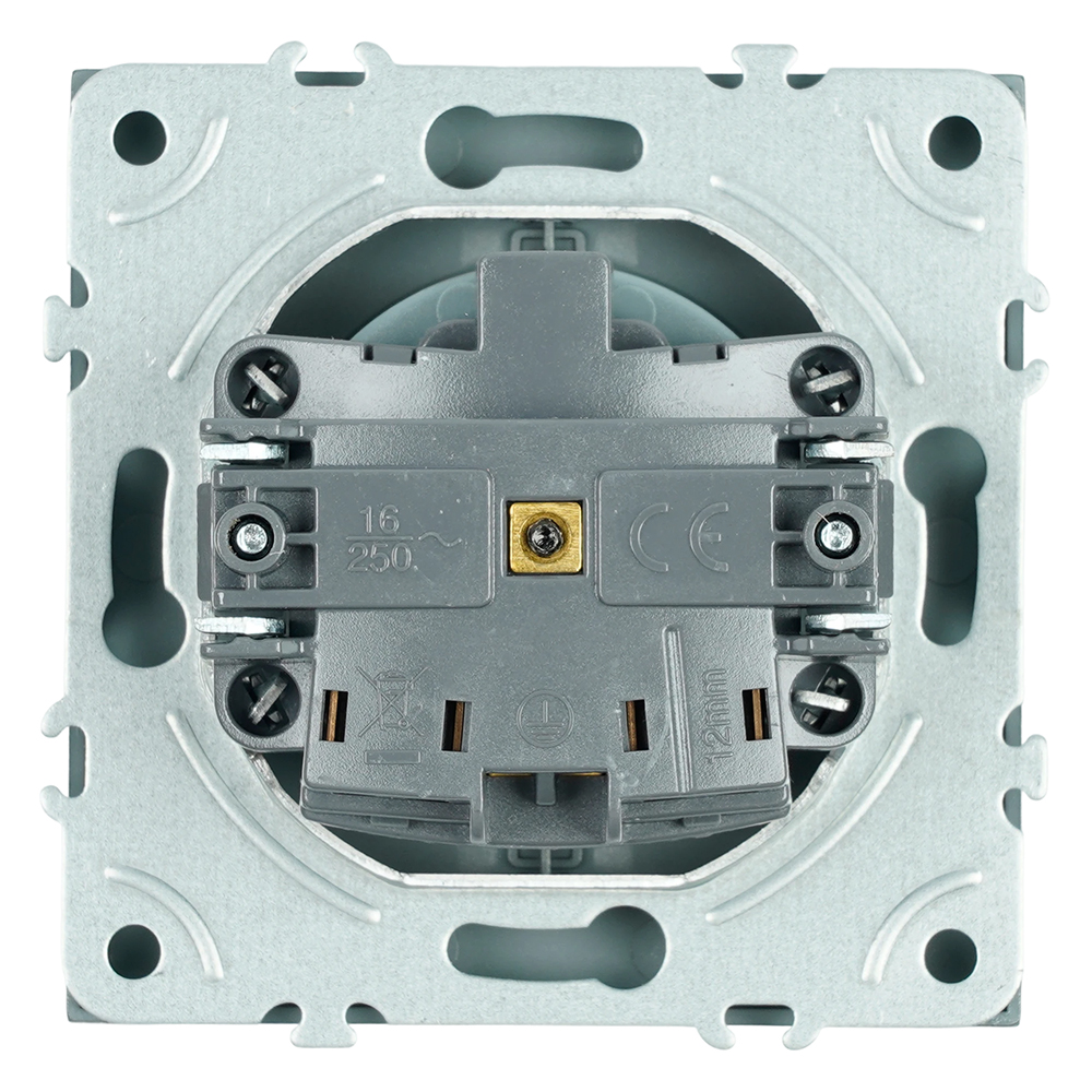 Розетка 1-местная с защитной шторкой с/з (механизм), STEKKER, 250В, 16А, серия Эмили, RST16-5110-09, антрацит, soft touch